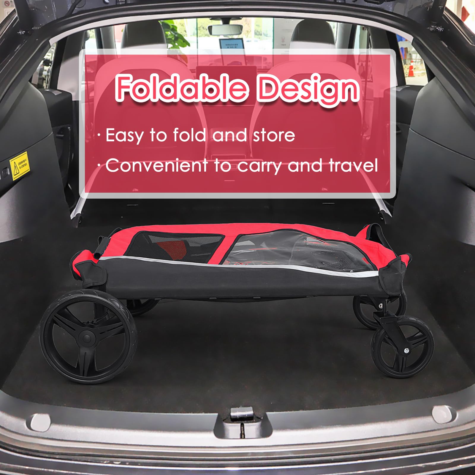 Saudism Stroller For Large Dogs, Extra Large Pet Stroller For Medium 2 Dogs, Dog Wagon, Dog Carriage, Foldable Design, Adjustabl
