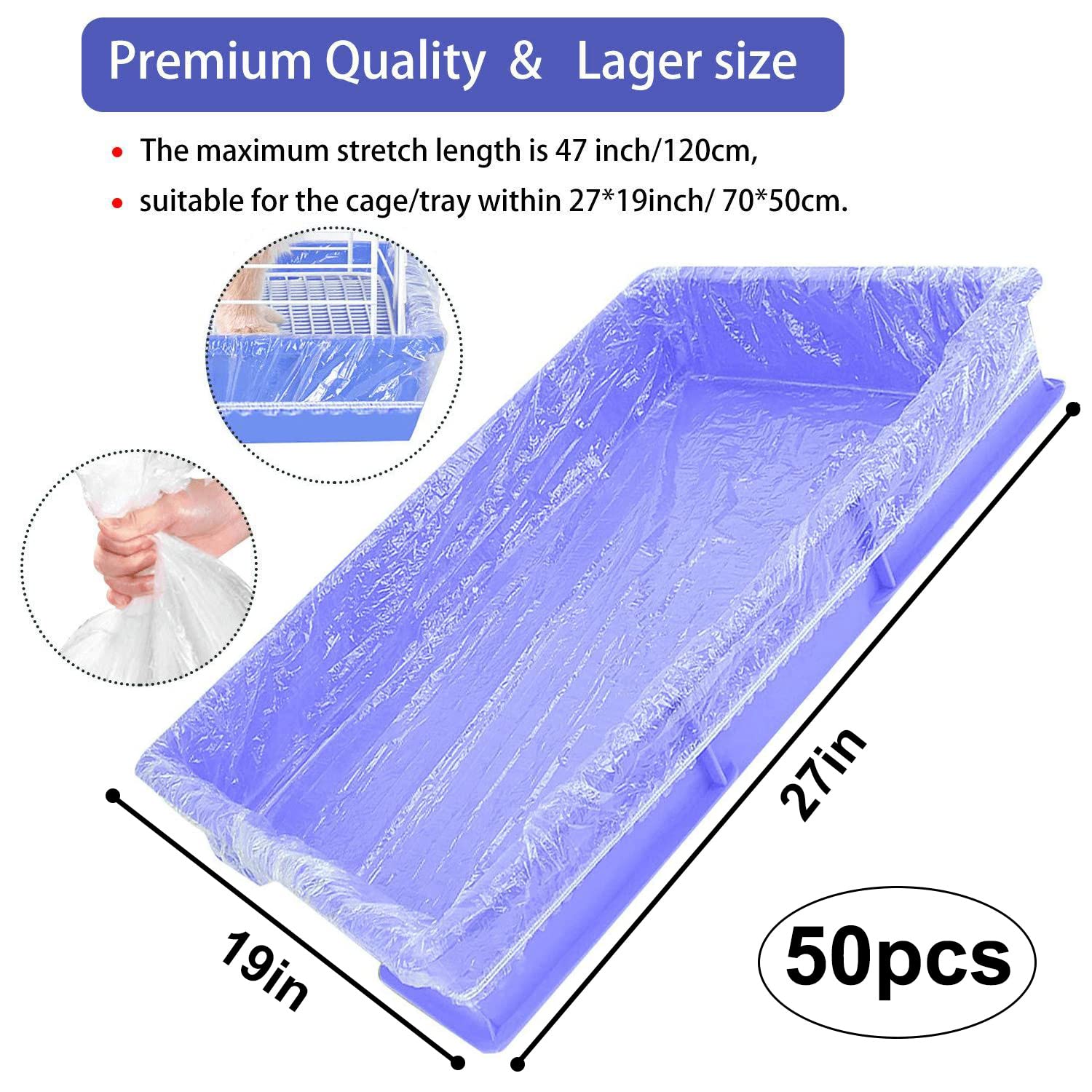 Upcessory 50 Pcs Disposable Rabbit Cage Liner, Clear Plastic Bunny Cage Liner Bag Universal Toilet Film For Bunny Hamster Totoro