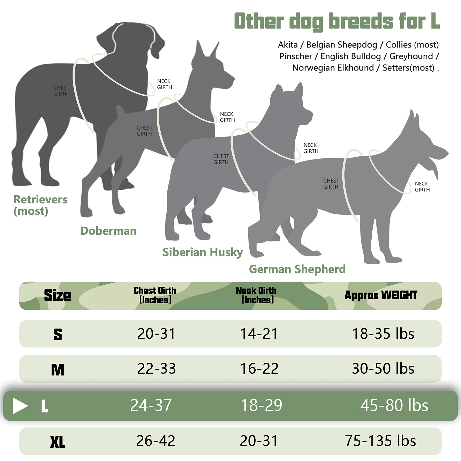 Auroth Tactical Dog Harness For Large Dogs No Pull Adjustable Reflective K9 Working Training Easy Control Pet Vest Military Service Harnesses Woodland Camo L