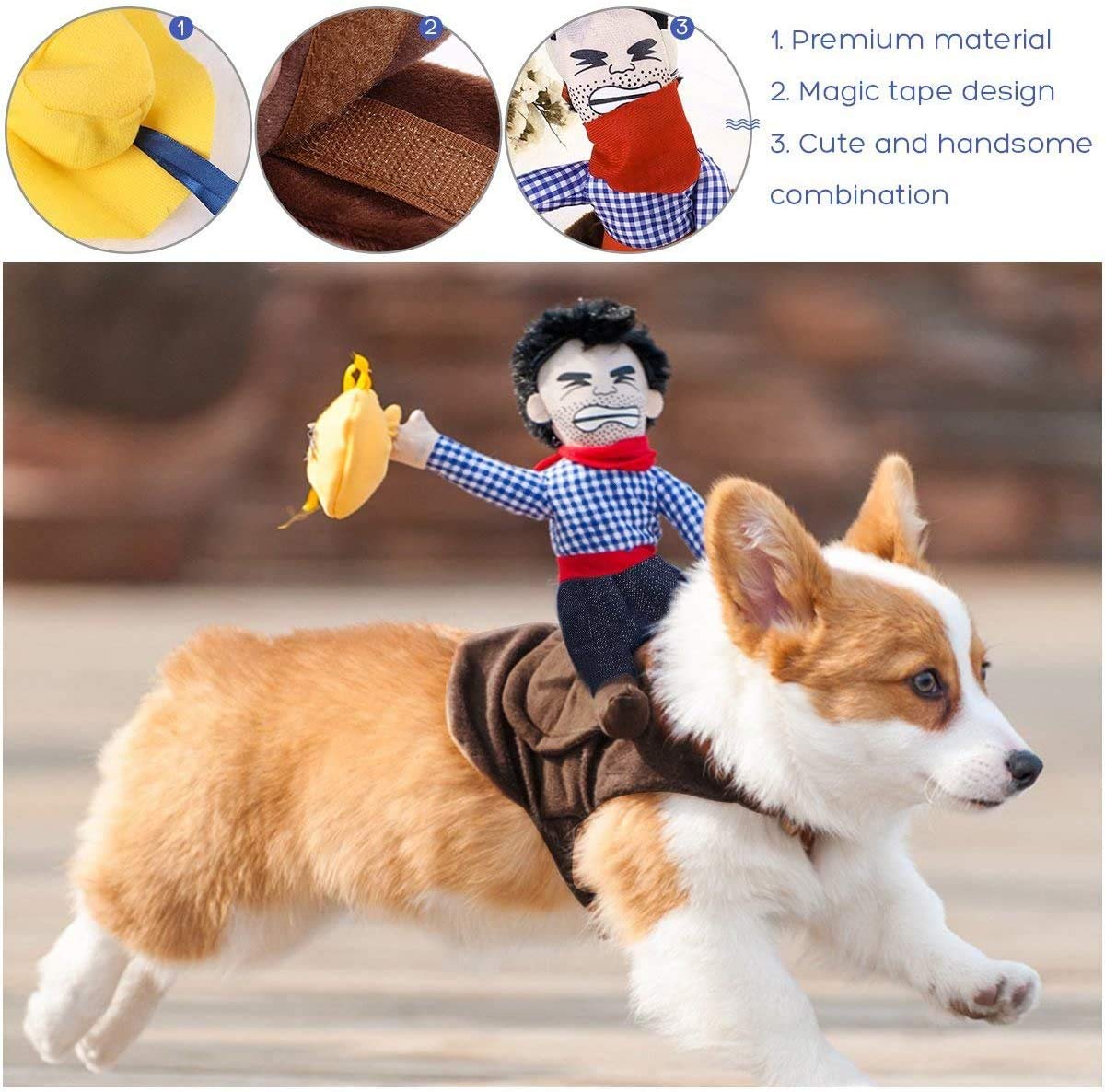 Ismarten Pet Costume Dog Costume Clothes Pet Outfit Suit Cowboy Rider Style With Doll And Hat Pet Costume (S)