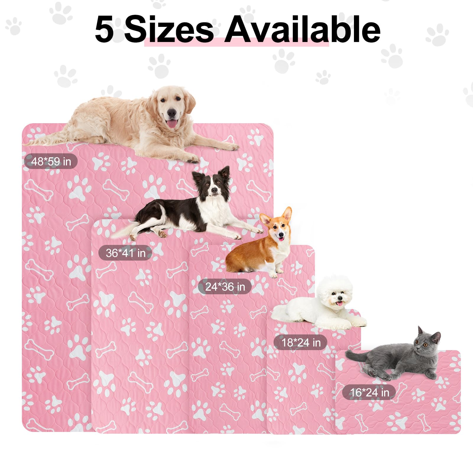 Beautyzoo 4 Pack Washable Pee Pads For Dogs, Reusable Puppy Pads For Potty Training, Waterproof Super Absorbent Wee Wee Pads For