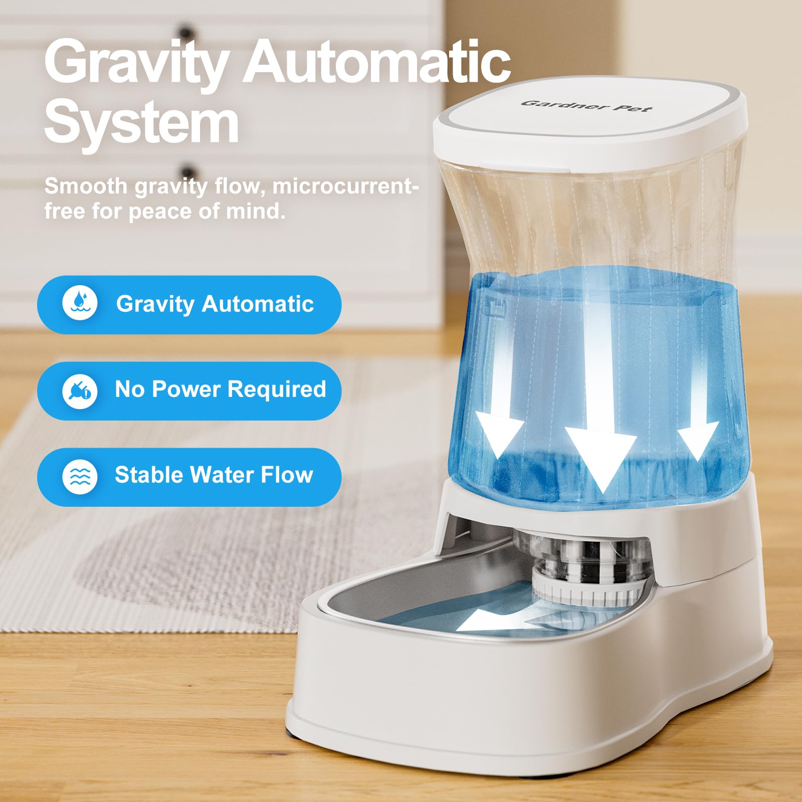 Automatic Gravity Water Dispenser For Dogs, 1Gallon Stainless Steel Water Bowl Dispenser, 100% Bpa-Free Dog Water Fountain Dispe