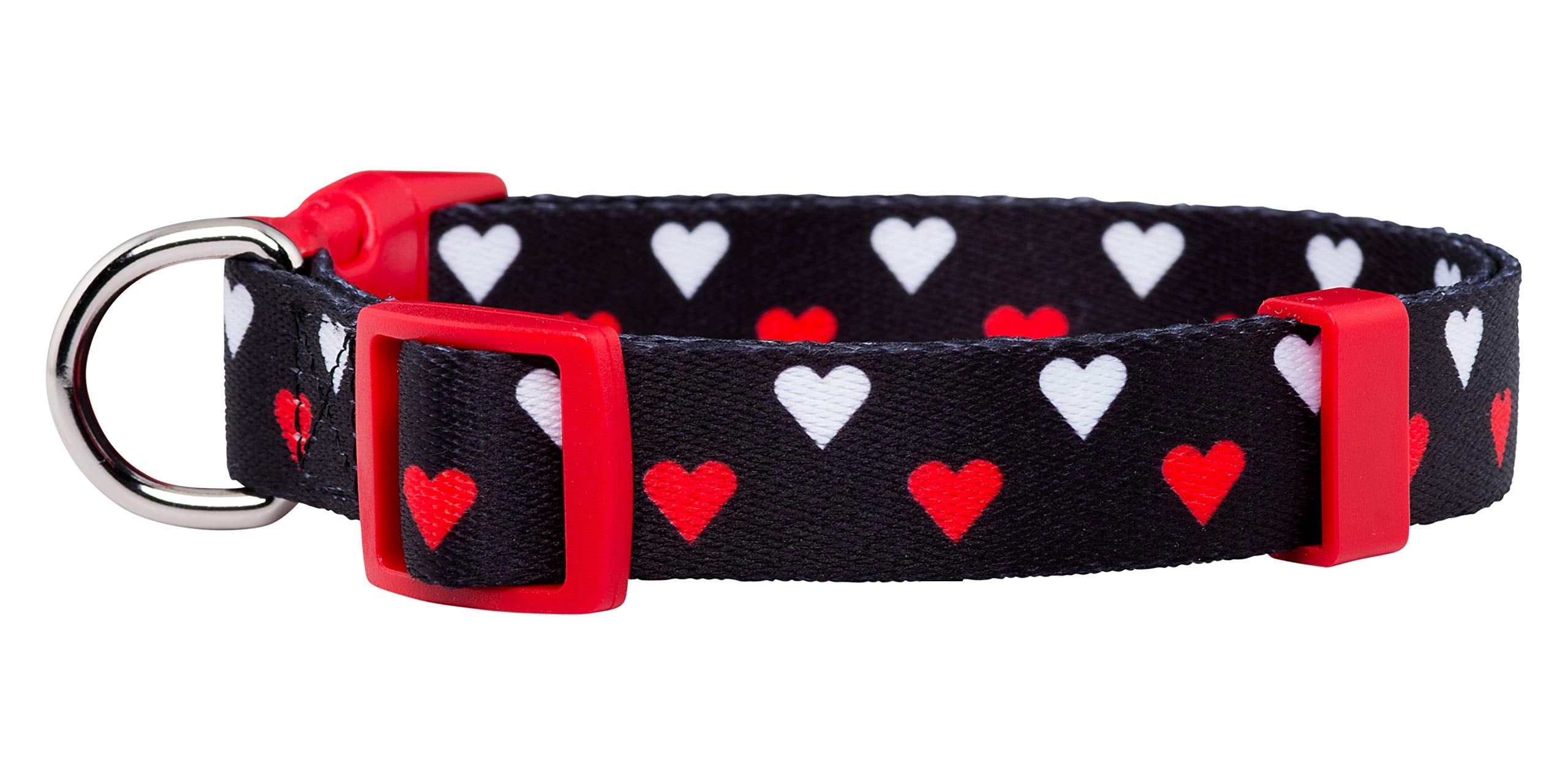 Native Pup Valentine'S Day Heart Dog Collar, Cute Pink Red Puppy Gift (Medium, White And Red Hearts)