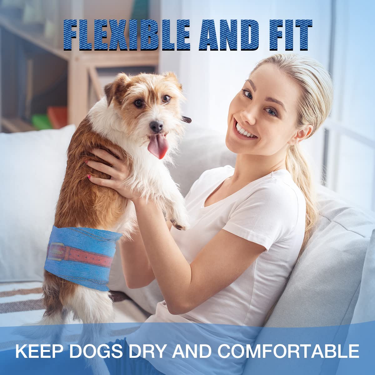 Dono Disposable Dog Diapers Male-Dogs Jeans Super Absorbent Soft Pet Diapers Doggie Wraps for Male Puppy Dogs, Leak Protection E
