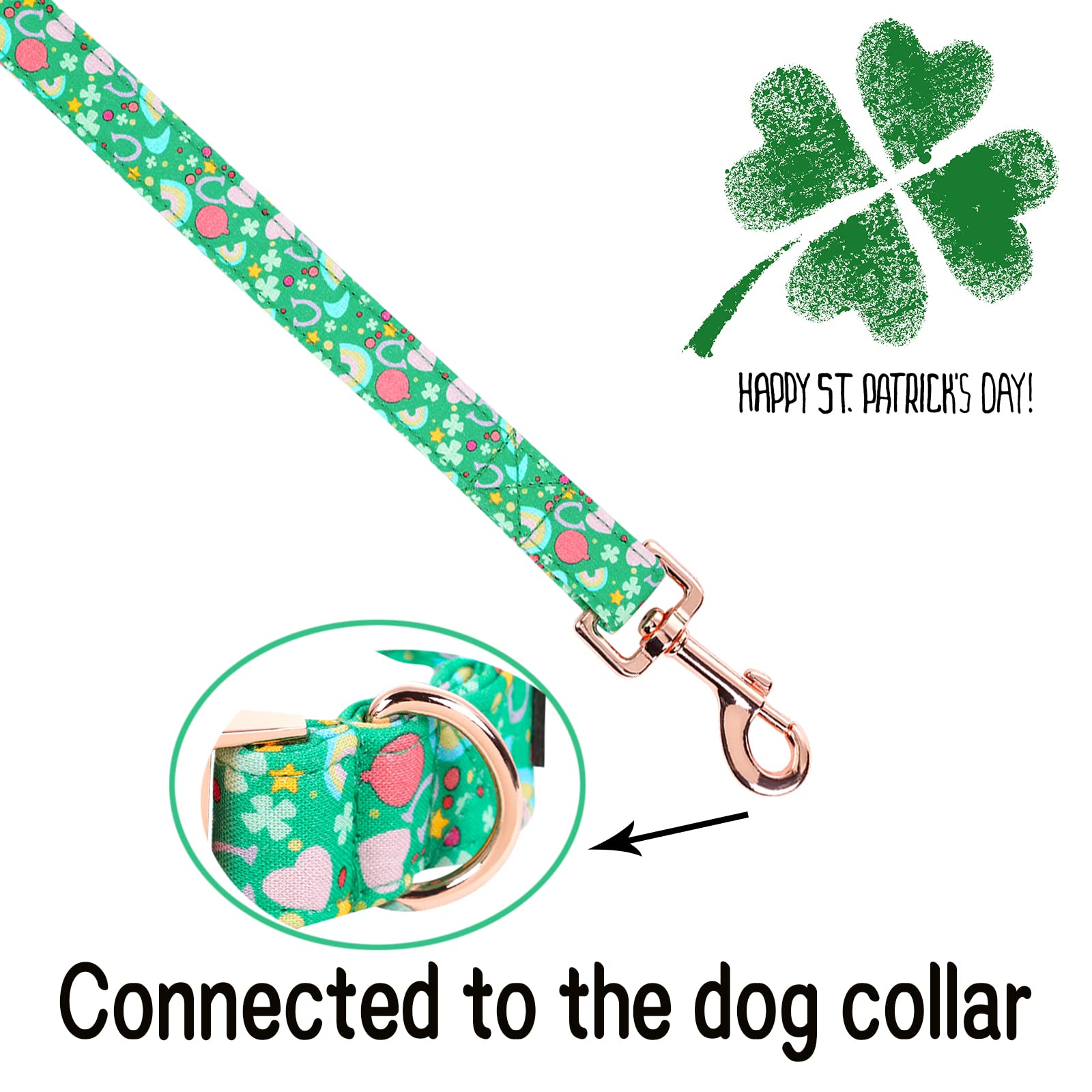 Unique Style Paws Dog Leash With Soft & Comfy Handle Durable Dog Traction Rope For St. Patrick'S Day Dogs And Cats-M