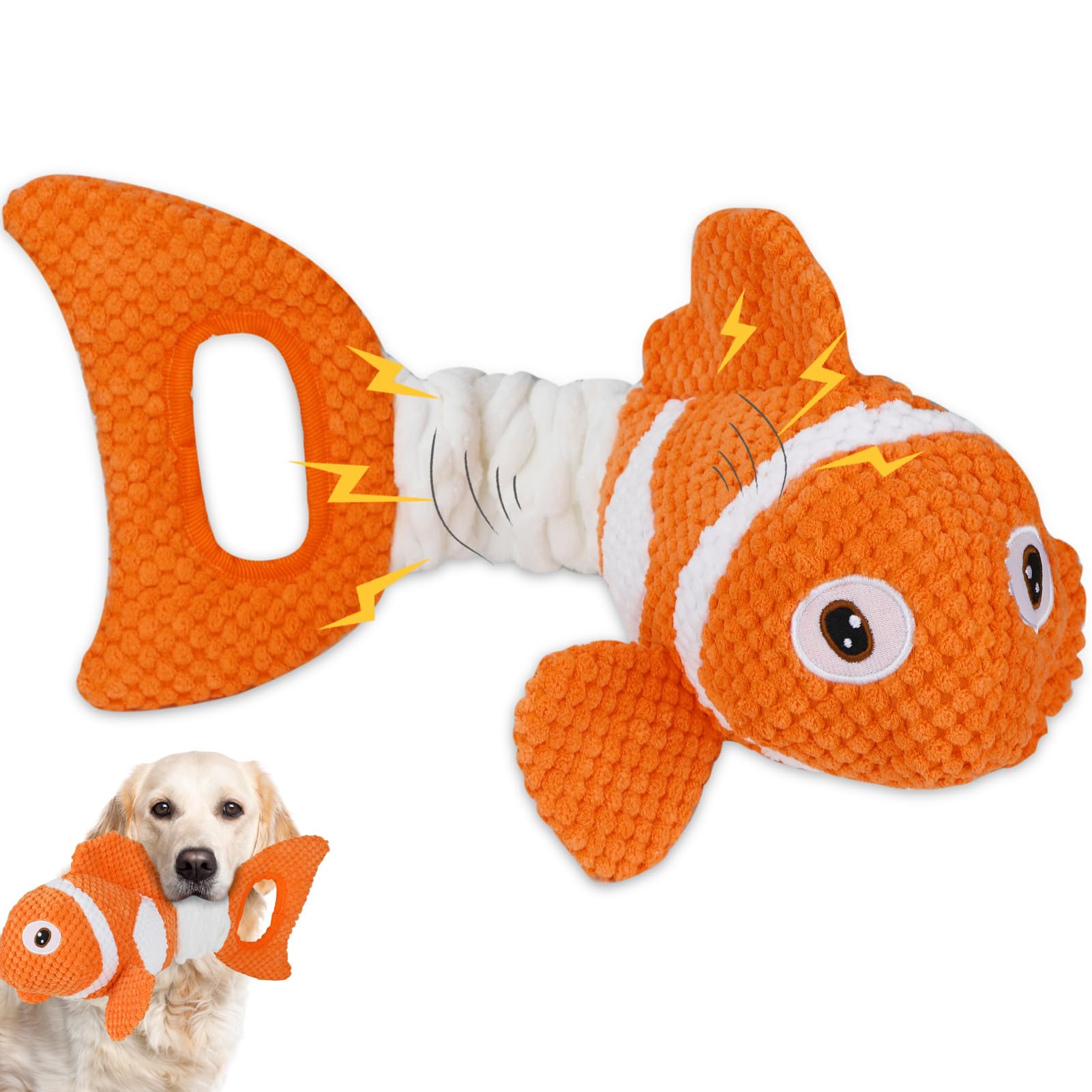 Molantaule Squeaky Dog Toys, Durability Interactive Tug Of War Puppy Toys For Indoor And Outdoor Play - Stuffed Pet Dog Toys Wit