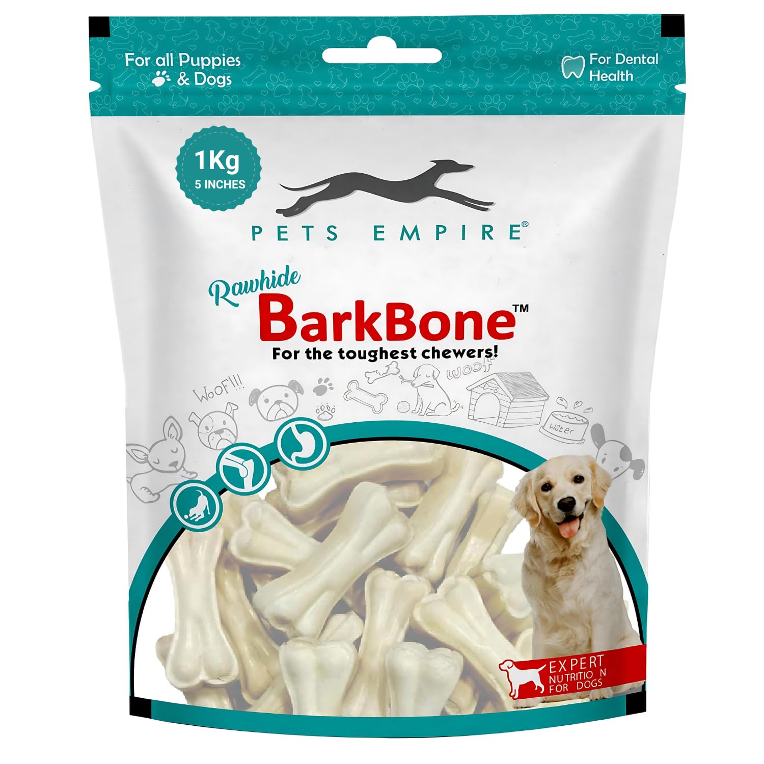 Pets Empire Rawhide Pressed Chew Dog Bone Pack 5 Inches, Chewy Dogs Training And Feeding Treats, Crunchy Chew Calcium Bones, Pet