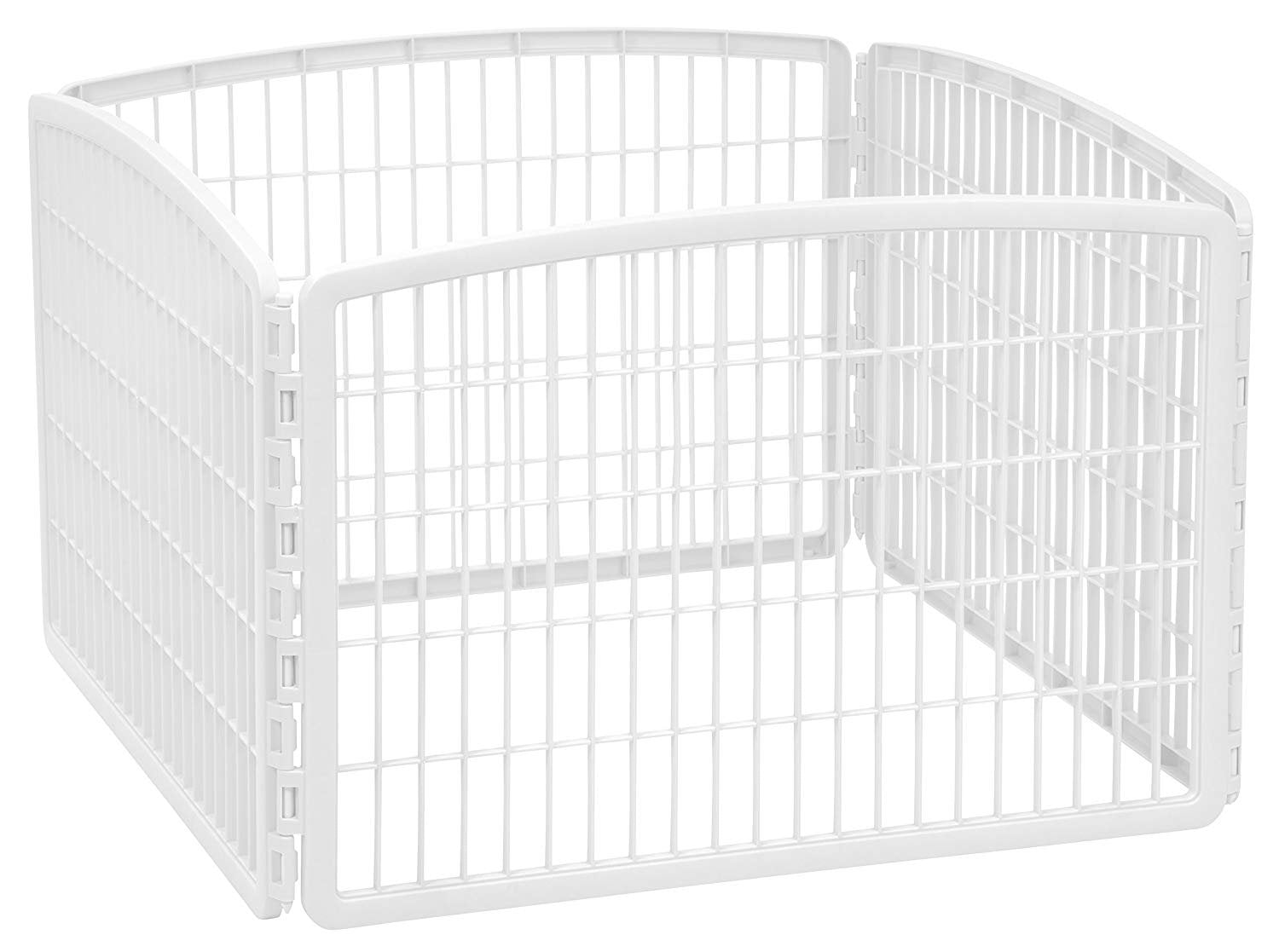 IRIS USA Dog Playpen, 4-Panel 24 Pet Playpen, Puppy Playpen, Indoor/Outdoor Dog Pen, 35 x 35 x 24, Foldable, Customizable, White