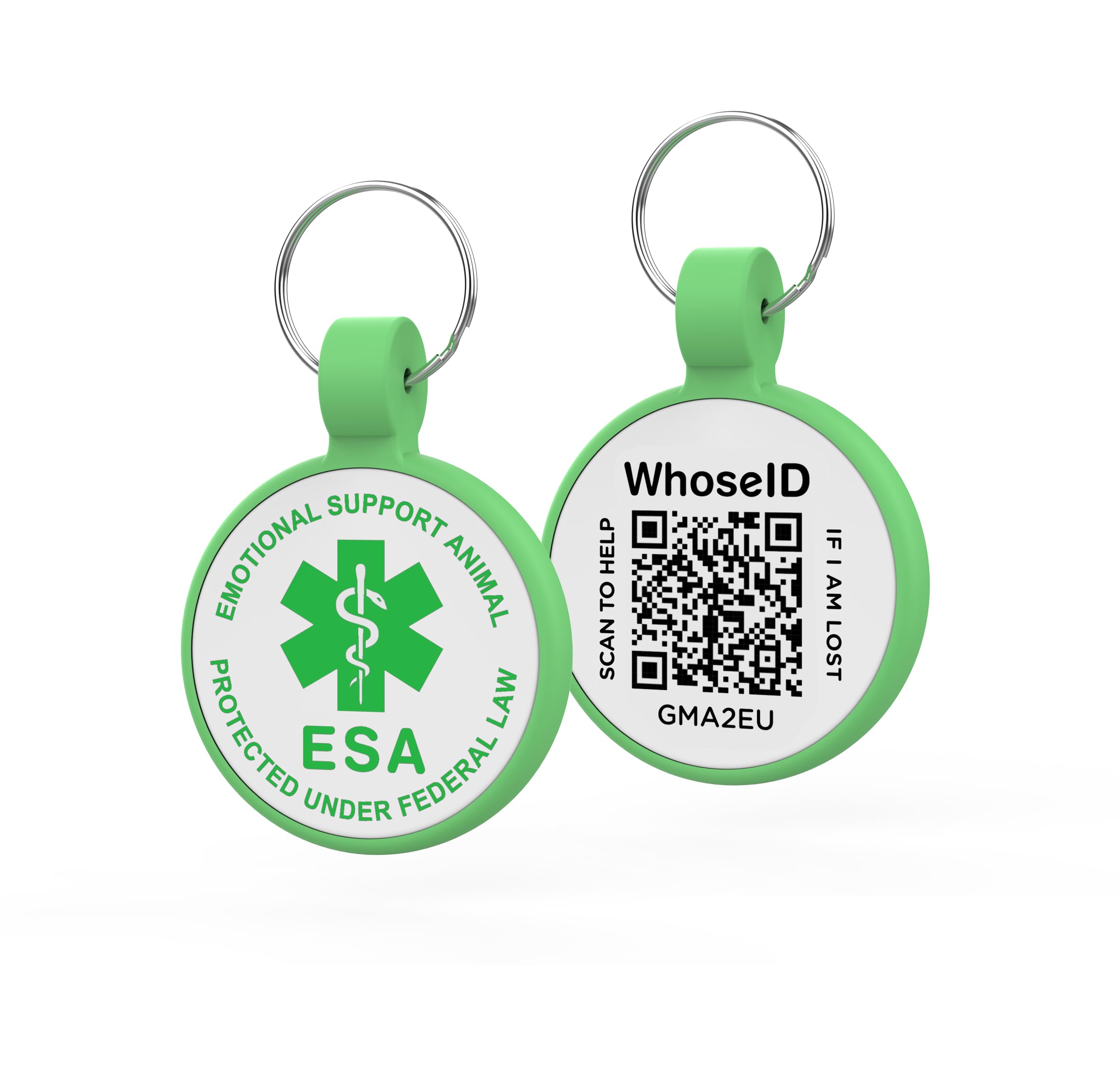 Whoseid Qr Code Dog Tag, Qr Code Pet Id Tag, Dog Id Tag, Waterproof Lightweight Silent Cat Tag, Modifiable Free Pet Online Profile, Scan Qr Code Send Instant Pet Location Alert Email (Esa, Green)
