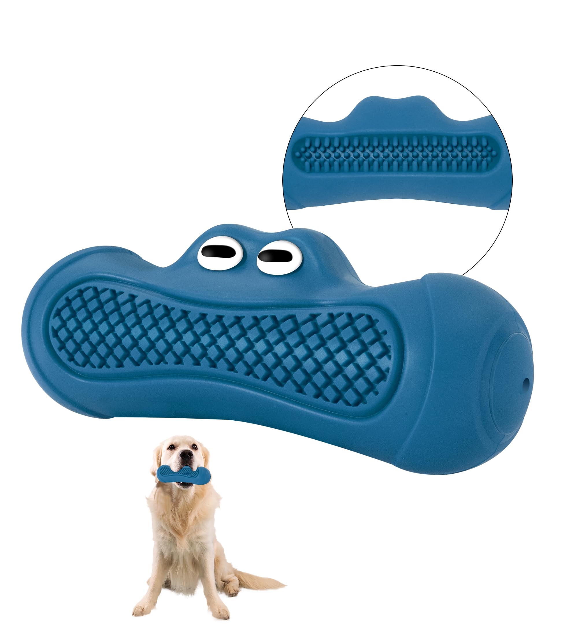 IPTPAS Durable Dog Chew Toy for Aggressive Chewers, Tough Natural Rubber Squeaky Dog Toy with Irresistible Beef Flavor, Dental C
