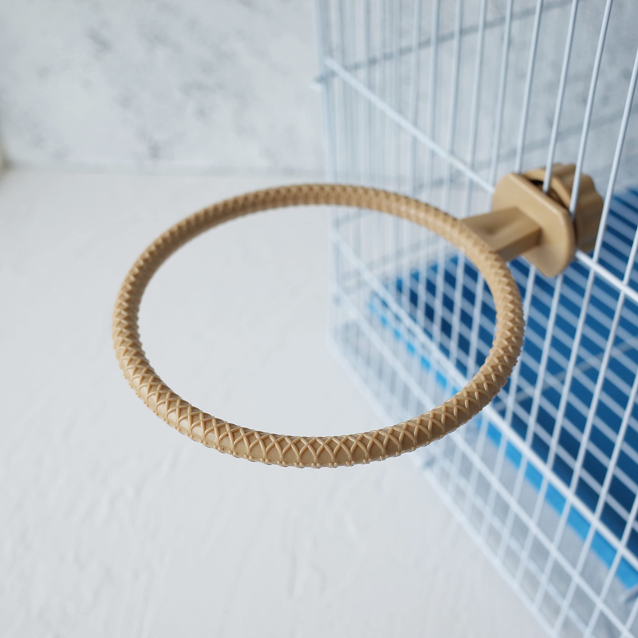 Foiburely 2 Ring Plastic Stand Perches Holders Canary Finch Budgie Bird Cage Universal Plastic Stand Perches Holders(4.6 Inches)