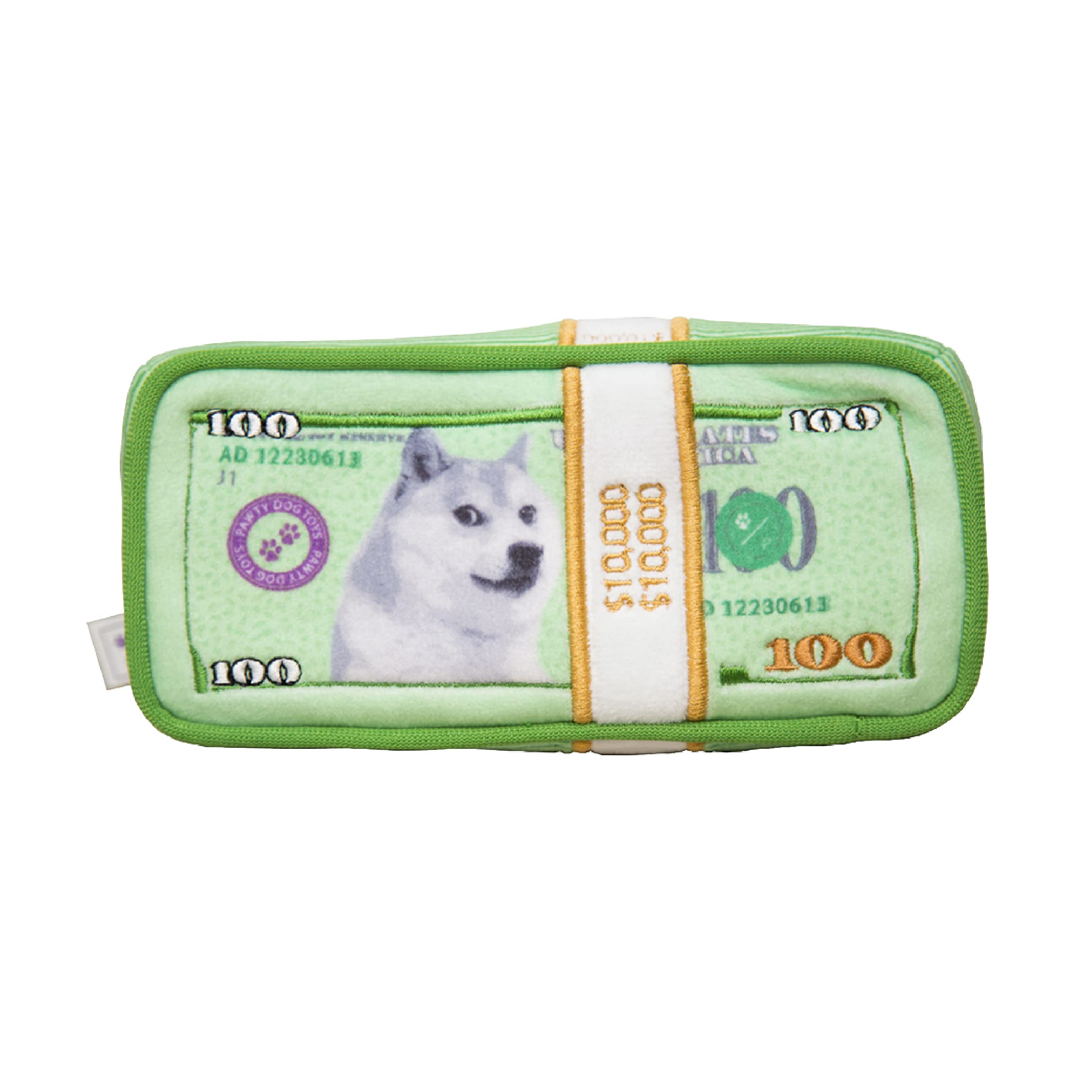 Pawty Dog Toys - Cash Money Dog Toy - Plush Cute Unique Parody Toy With Squeaker - Funny Birthday Gift Small Medium Dogs Premium Quality - Unique Design
