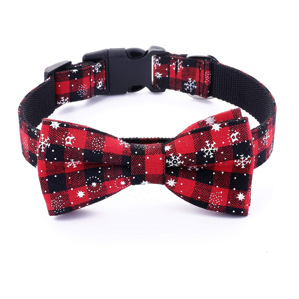 Malier Christmas Dog Collar And Bow Tie With Classic Snowflake Pattern, Adorable Collar With Light Release Buckle Pet Accessories For Puppy Dogs Cats Pets (Small)