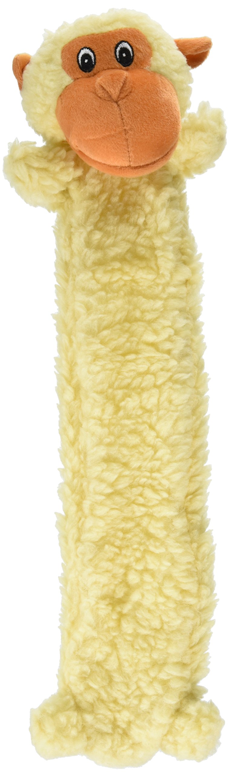 Petlou Natural Flat Fleece Monkey Stick Squeaker Dog & Puppy Toy, 17'