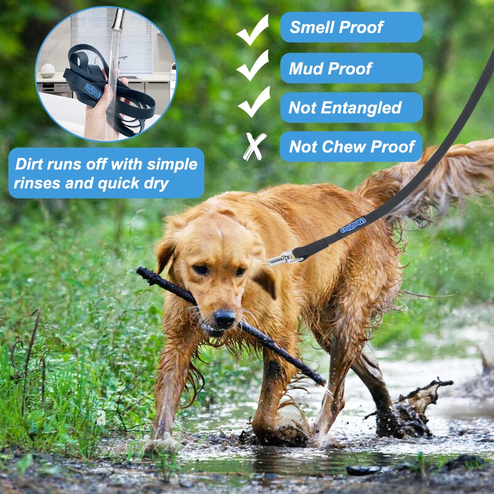 Vivifying Waterproof Dog Leash, 32Ft Long Leash Durable Dog Recall Training Lead Great For Outdoor Hiking, Training, Yard, Beach,Lake And Swimming(Black)
