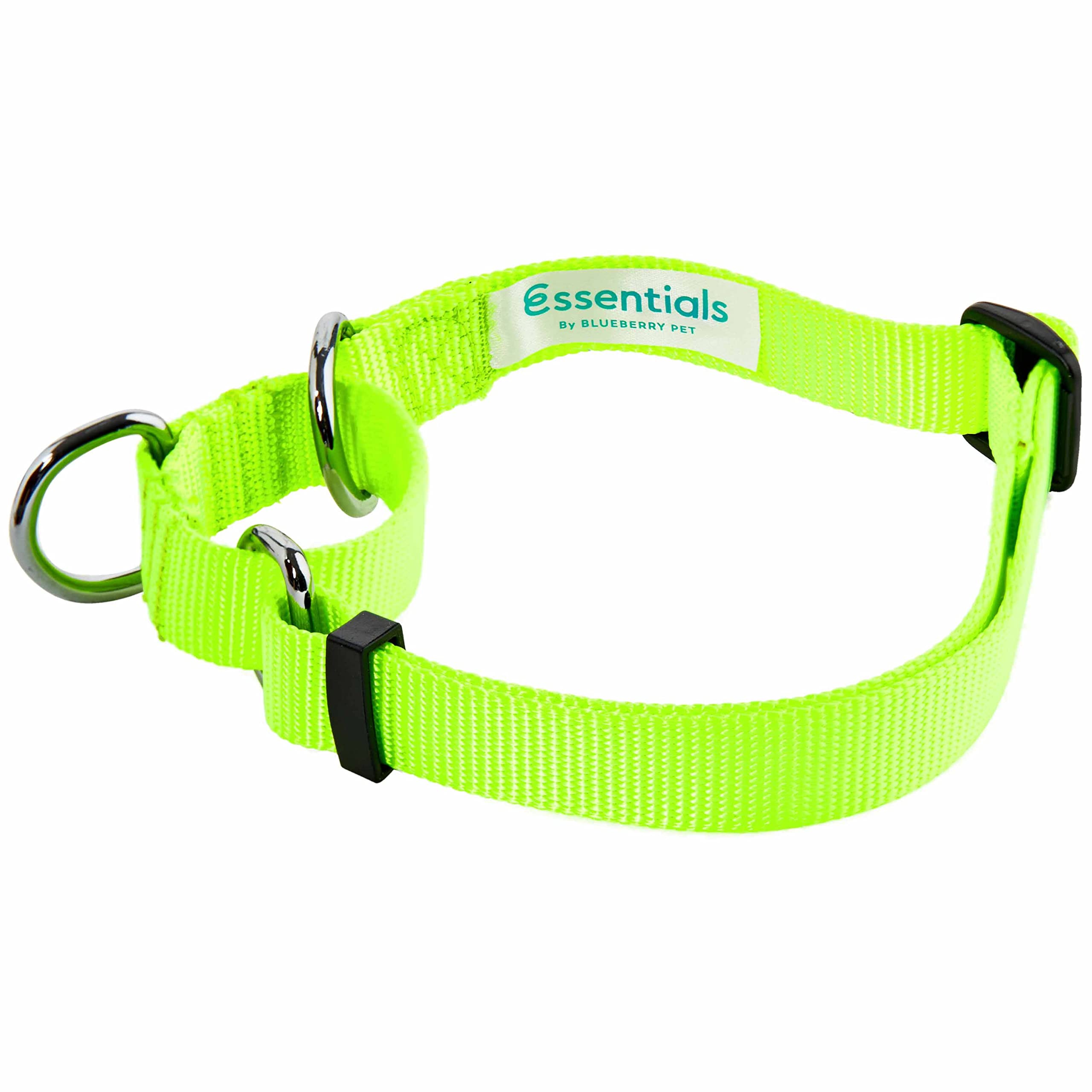 Blueberry Pet Essentials Martingale Safety Training Dog Collar, Highlighter Yellow, Large, Heavy Duty Nylon Adjustable Collars F
