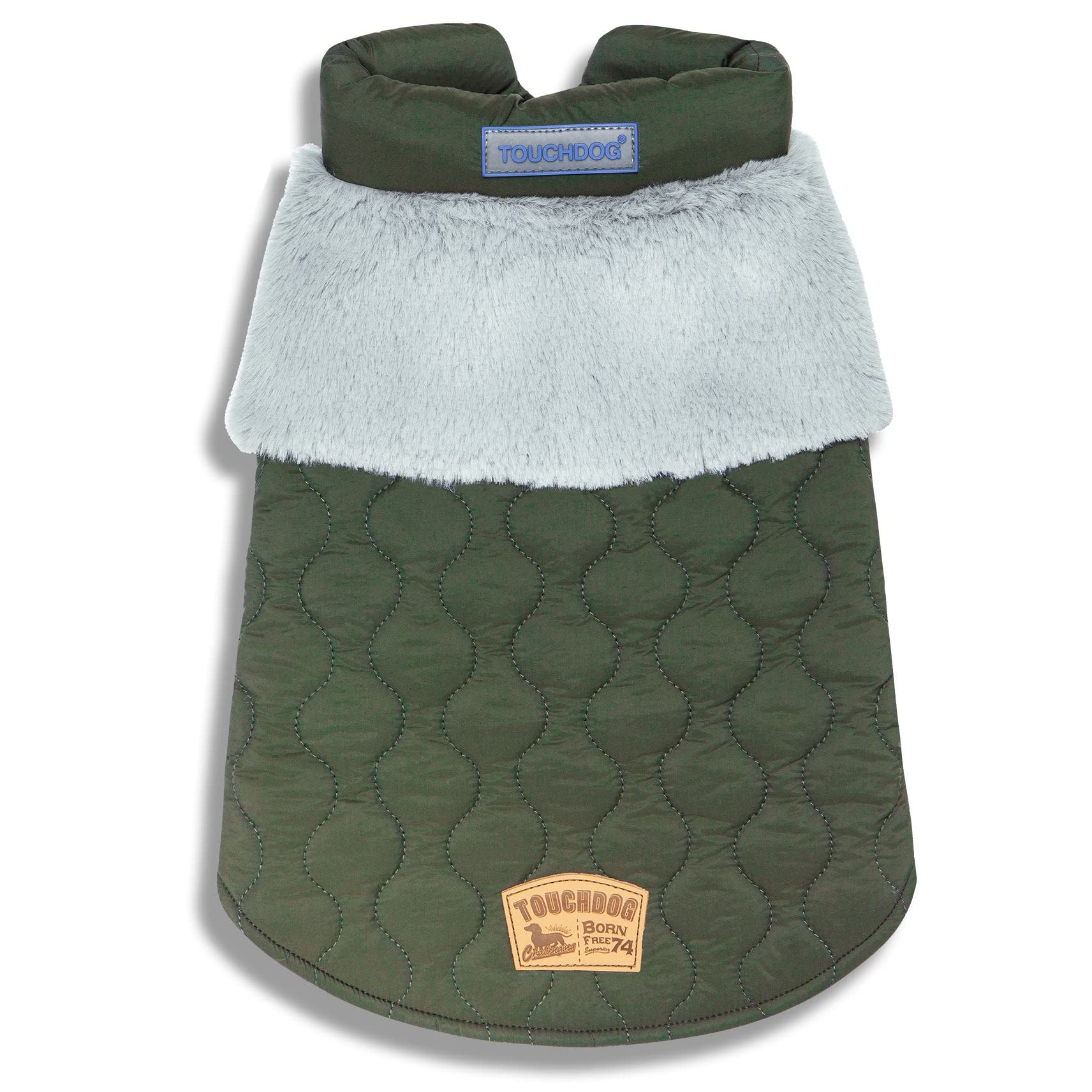 Touchdog 'Furrost-Bite' Fur and Fleece Fashion Dog Jacket, Large, Green