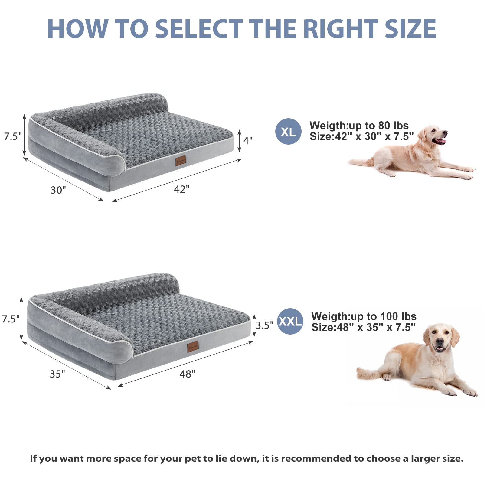 Bfpethome Orthopedic Dog Beds For Extra Large Dogs, Waterproof Sofa Xxl Dog Bed With Sides, Non-Slip Bottom And Egg-Crate Foam B