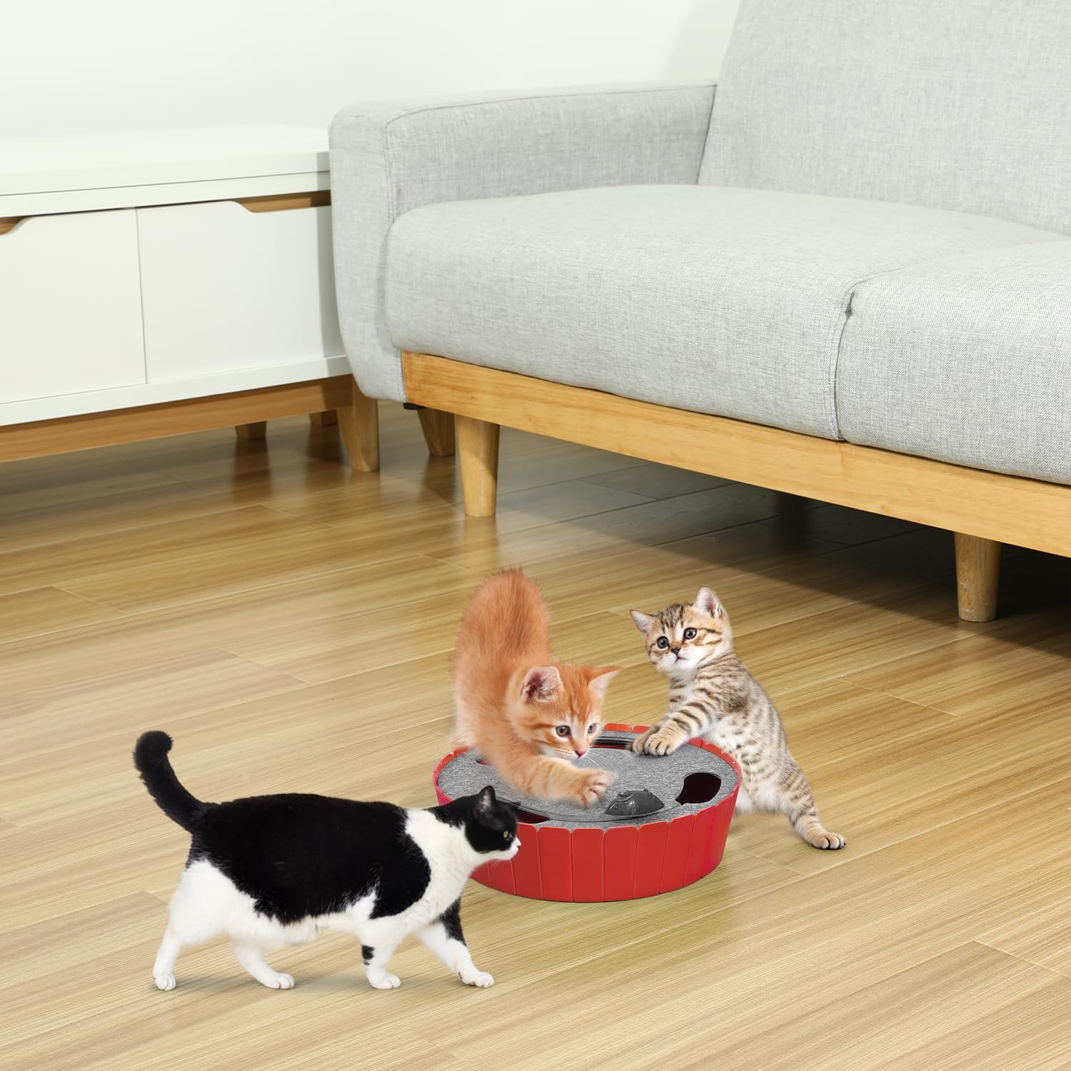 Pawaboo Interactive Cat Toy with Running Mouse, Electronic Motion Cat Toy Automatic Teaser for Indoor Cats, Pop and Play Hide Se