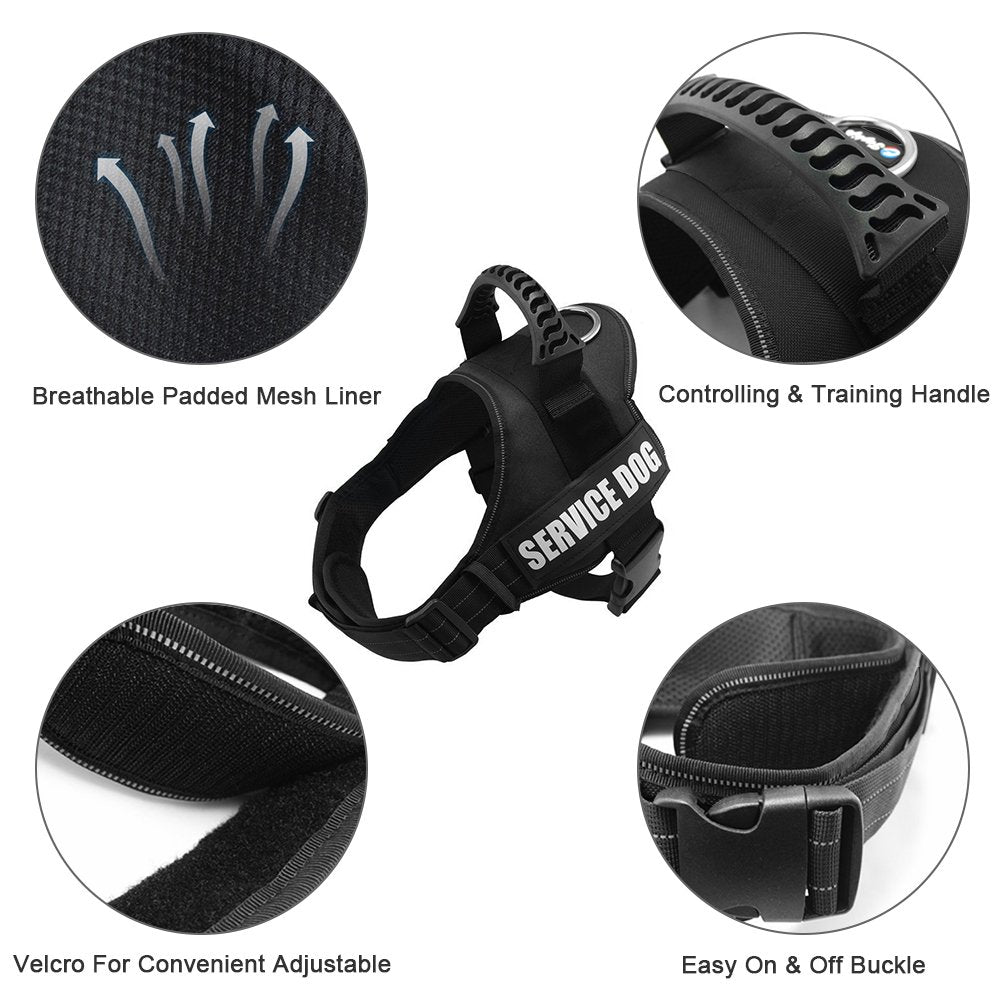 FAIRWIN No-Pull Dog Harness with Handle, Adjustable Reflective Patches, Nylon, XXL (Chest 34''-46'', Neck 31''-37''), Black, Model H088