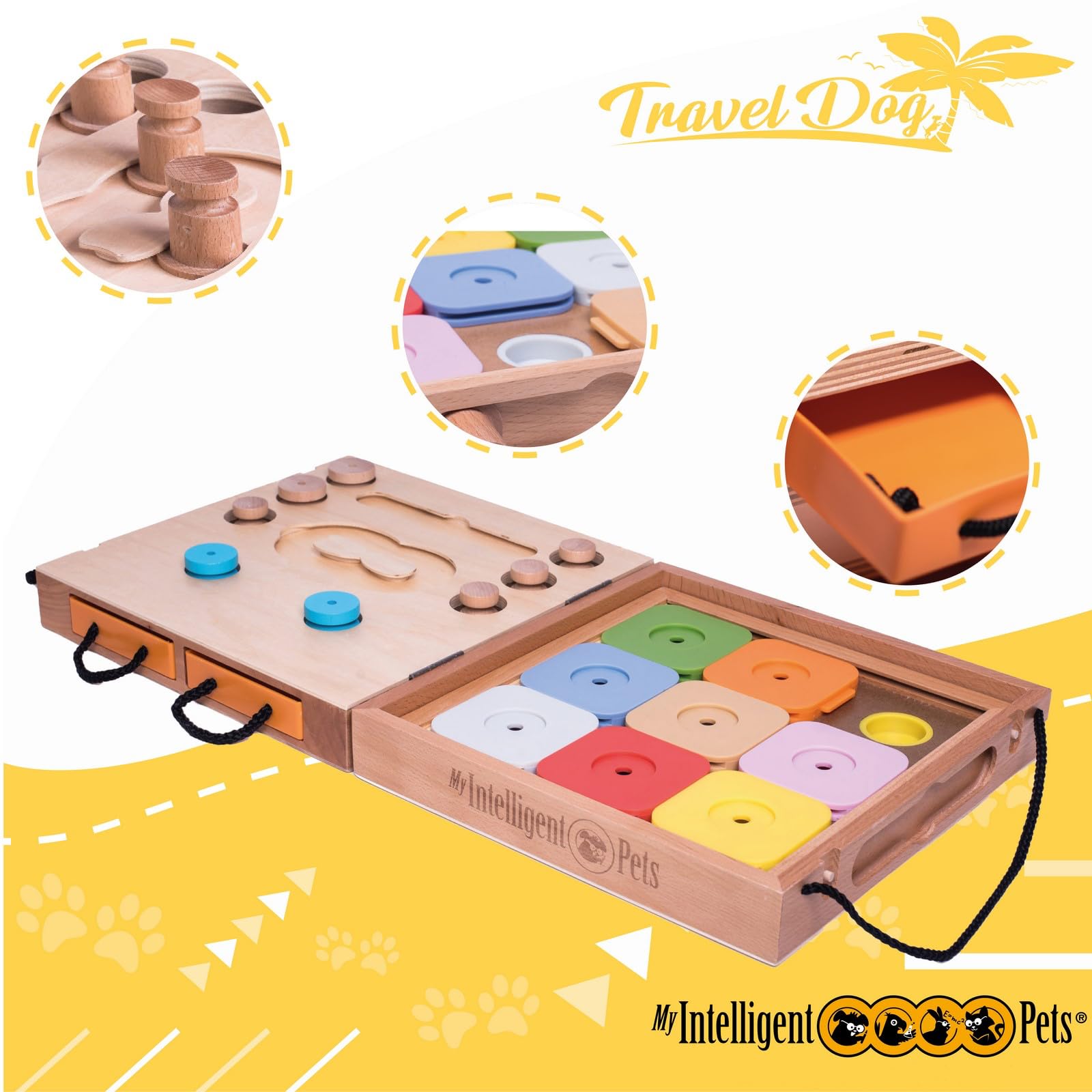 My Intelligent Dogs Travel Dog - Portable 2-in-1 Interactive Puzzle Toy and Brain Game for Dogs, Ideal for Mental Stimulation, D