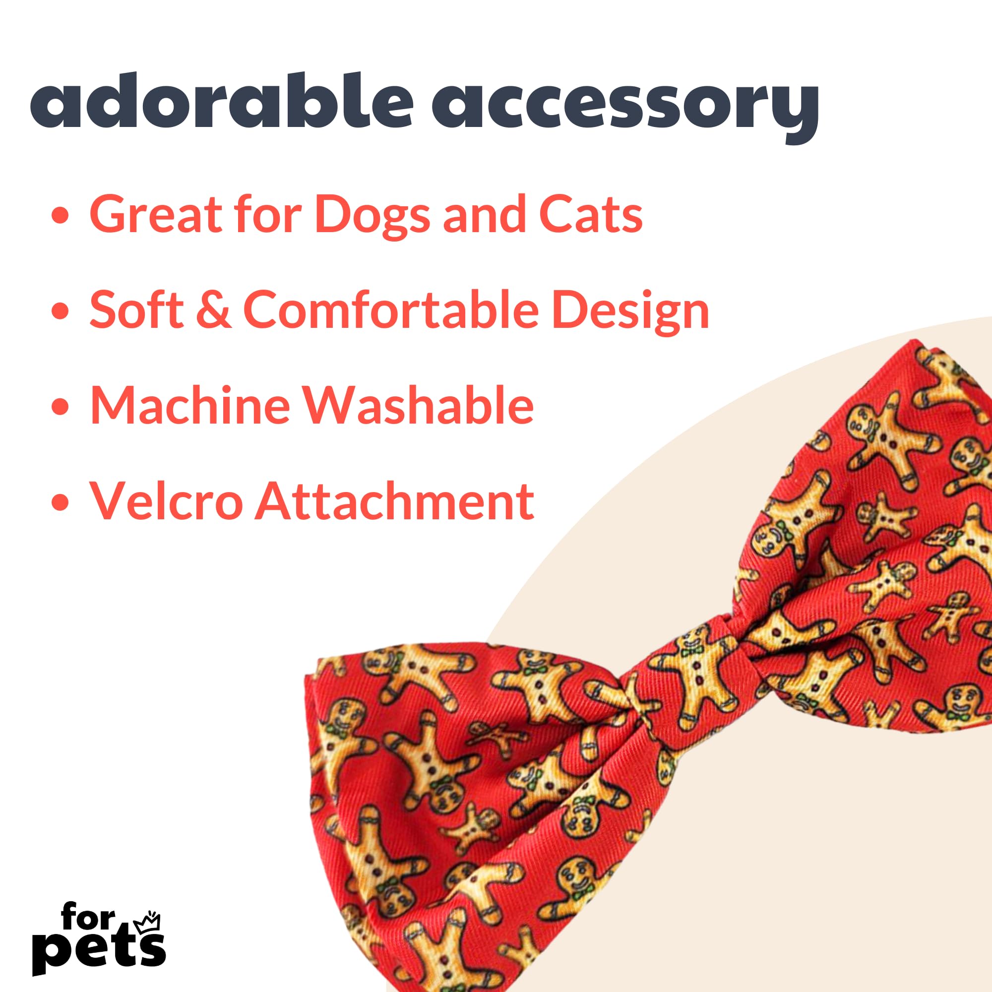 Huxley & Kent H&K Bow Tie - Happy G-Man (Small) | Fun Christmas Bow Tie Collar Attachment For Dogs & Cats | Comfortable & Durabl