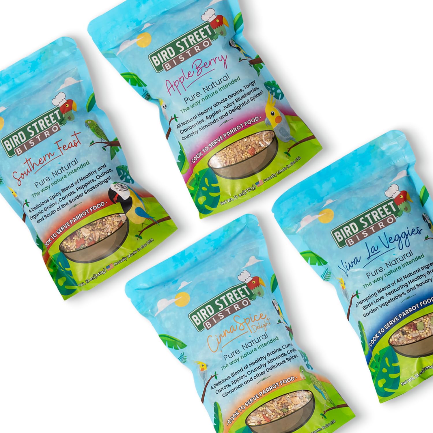 Bird Street Bistro Parrot Food Sample Pack Cooks in as Little as 3 to 15 min | All Natural & Organic Grains and Legumes, Healthy