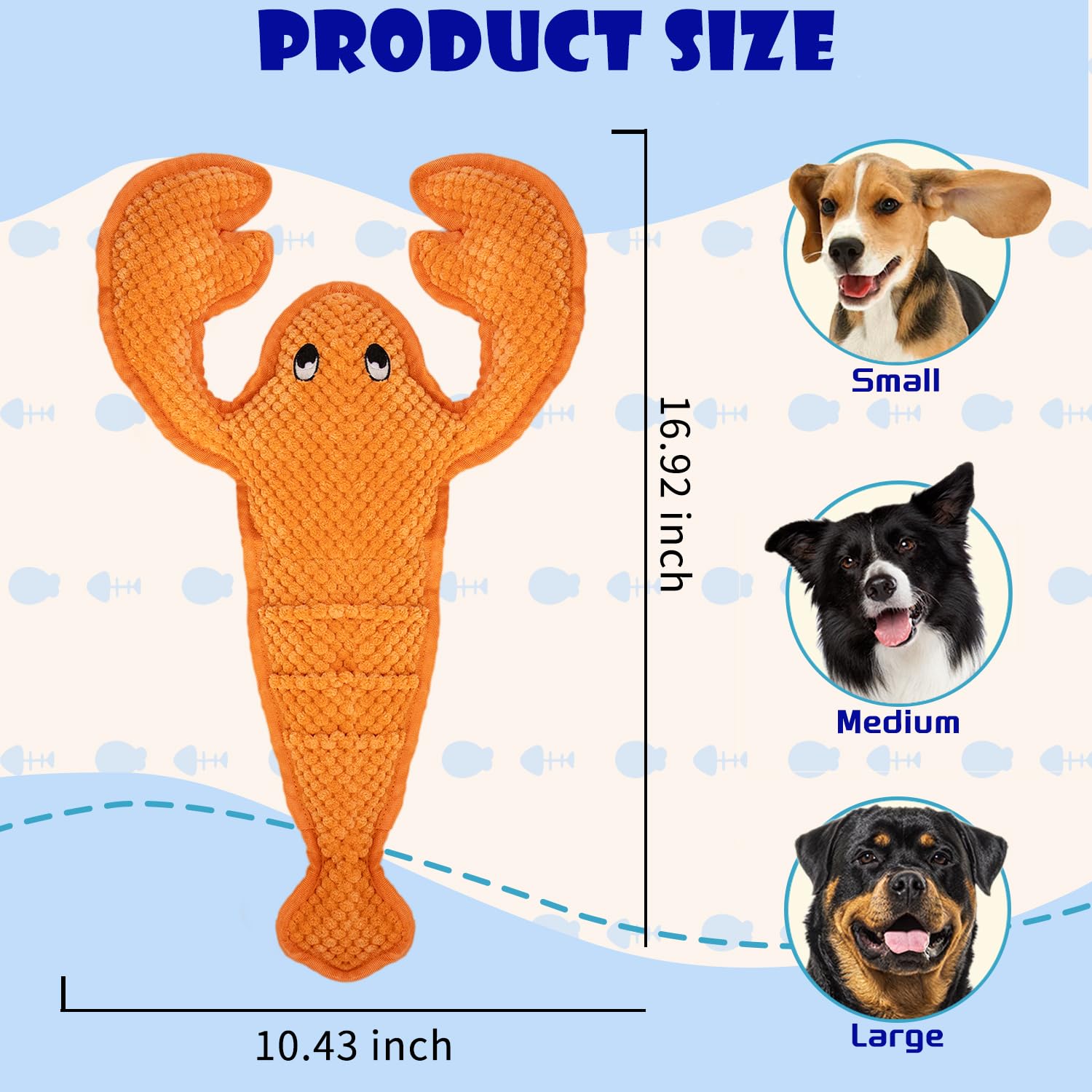 Vwptchi Dog Toy Squeaky Durable Chew Lobster Dog Toys No Pp-Cotton,No Filling,No Stuffed For Small, Medium, Large Breed Dogs Int