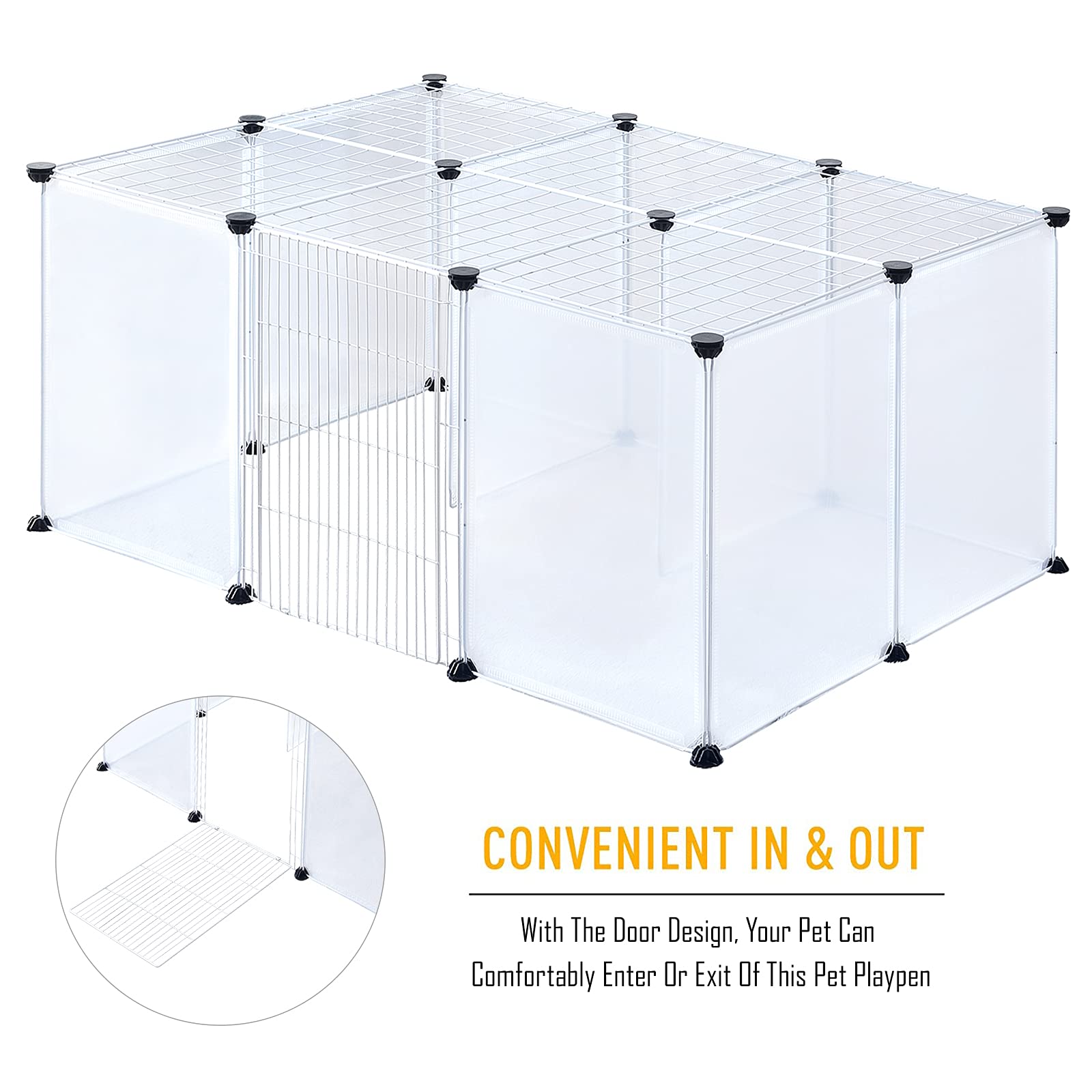 Brian & Dany Pet Plastic Playpen, Play Pen Indoor For Kitten, Hamster, Rabbit, Guinea Pig, Clear Enclosure Fence, 17.7 X 13.7 In