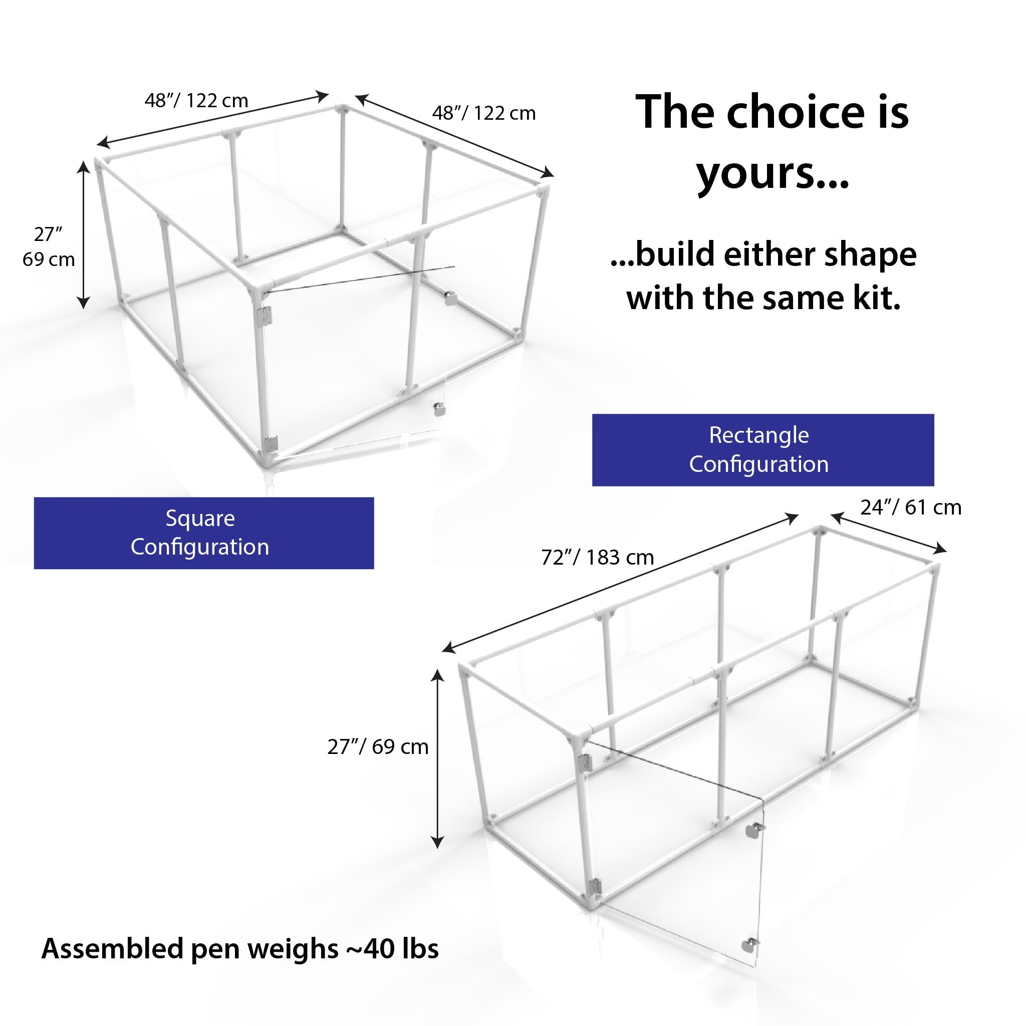 Clearly Loved Pets 27' Tall Medium Lucidium Pet Pen, Silver