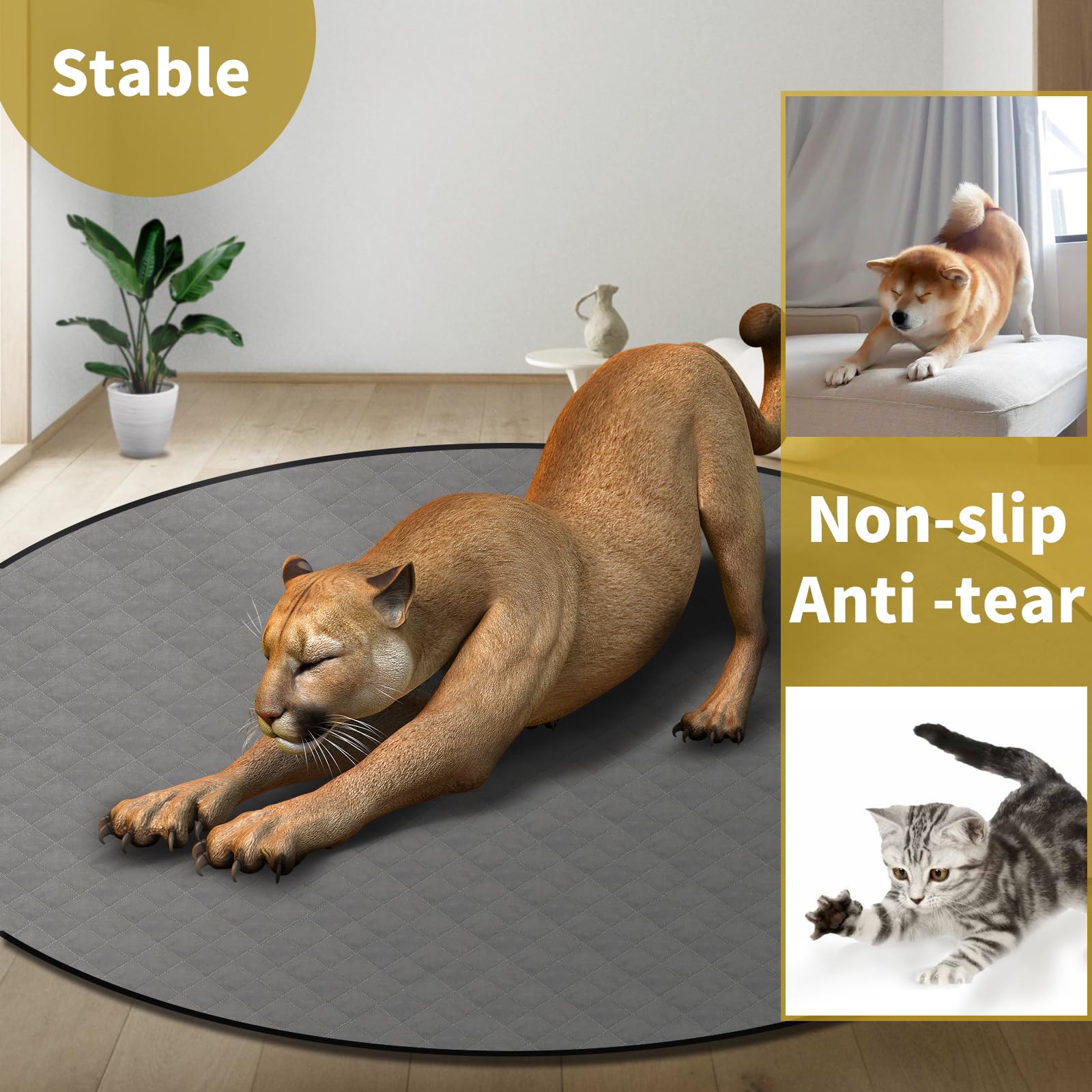 Coolshields Washable Round Puppy Dog Pee Pad, 65'' Extra Large, Waterproof Whelping Training Mat For Playpen Crate, Floor, Bed,S