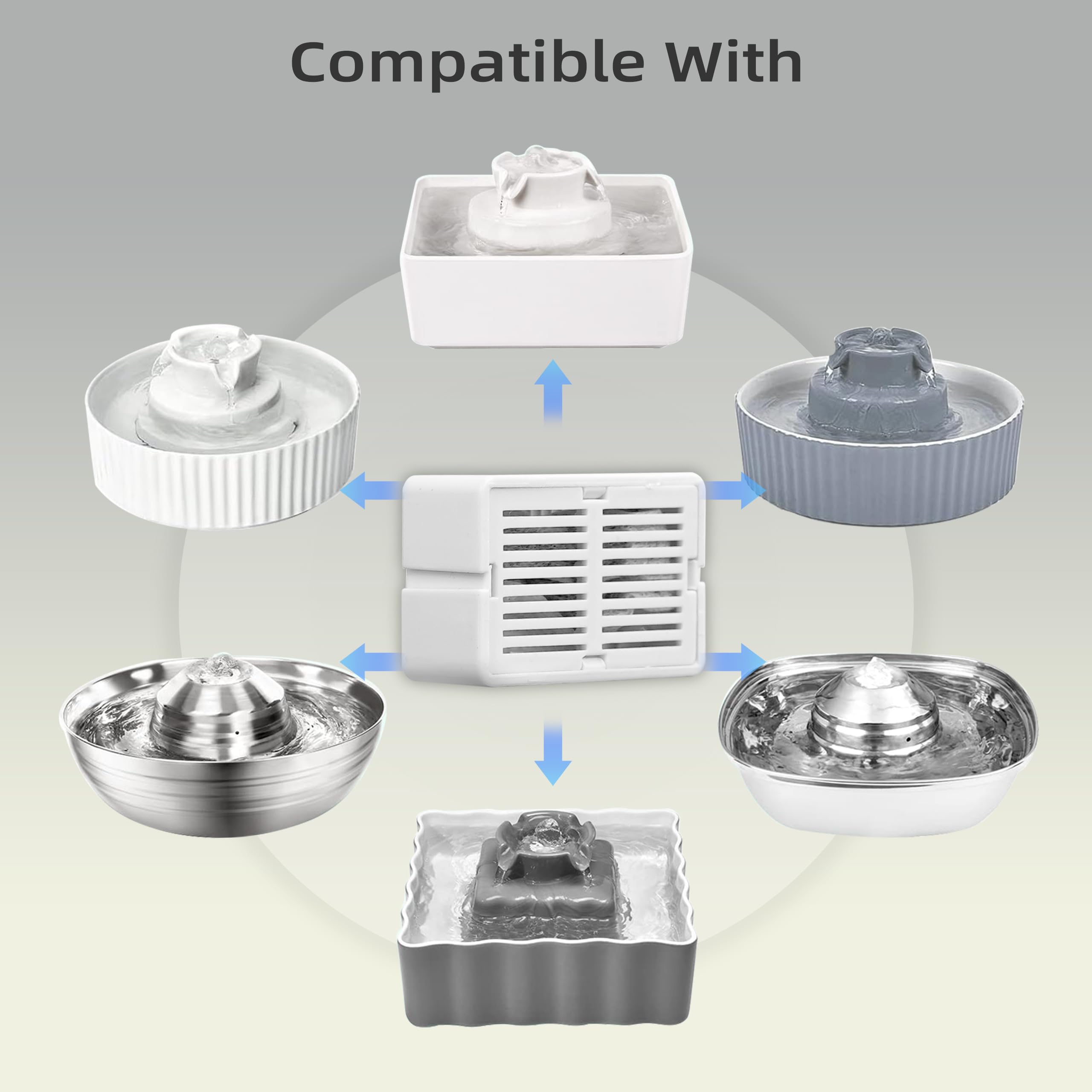 waatoos Cat Fountain Filter Replacement, Triple Cupcake Cat Fountain Filters, 8P Pet Fountain Carbon Filters and 2P Foam Filters
