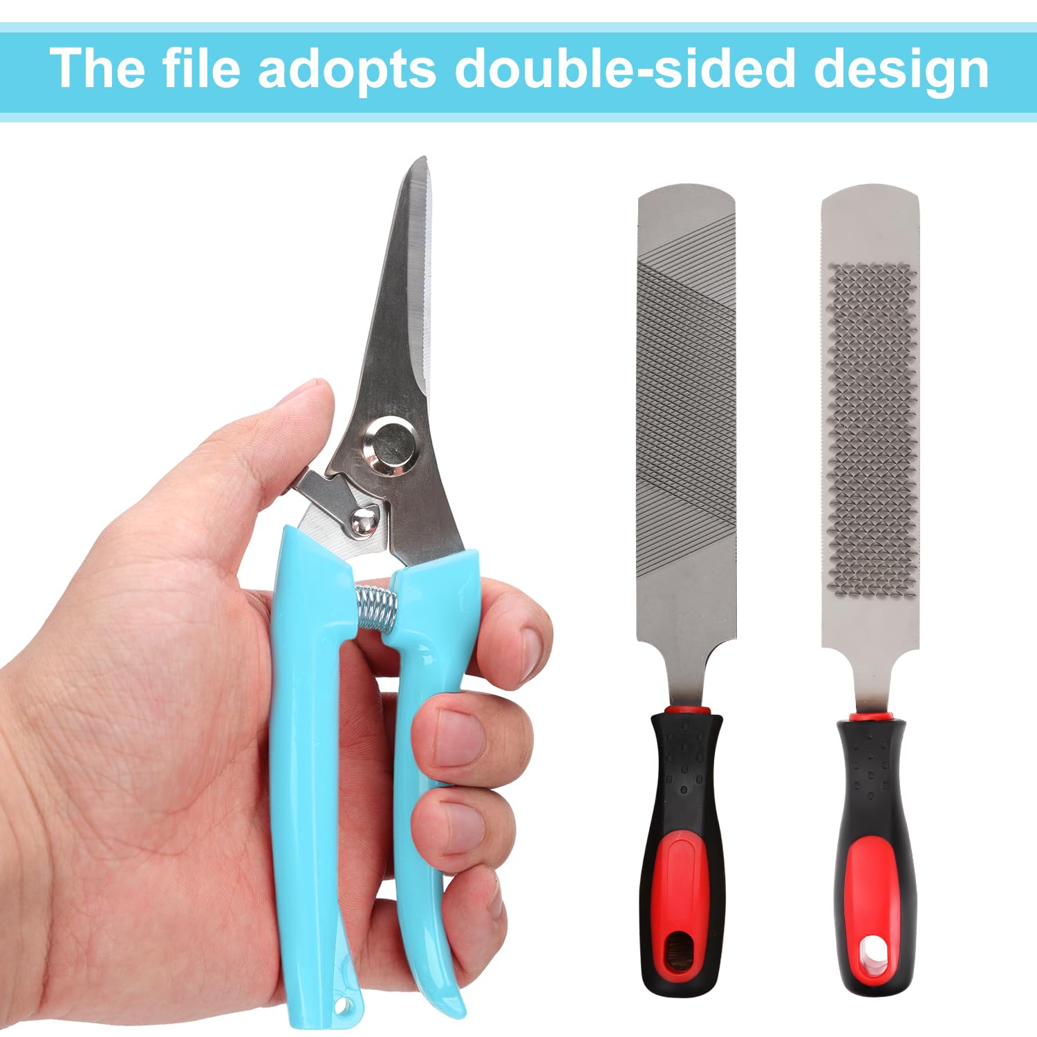 PEUTIER 3pcs Goat Hoof Trimmers and File, Nail Clippers for Goats Hoof Nippers Curved/Straight Head Sheep Hoof Trimming Shears H