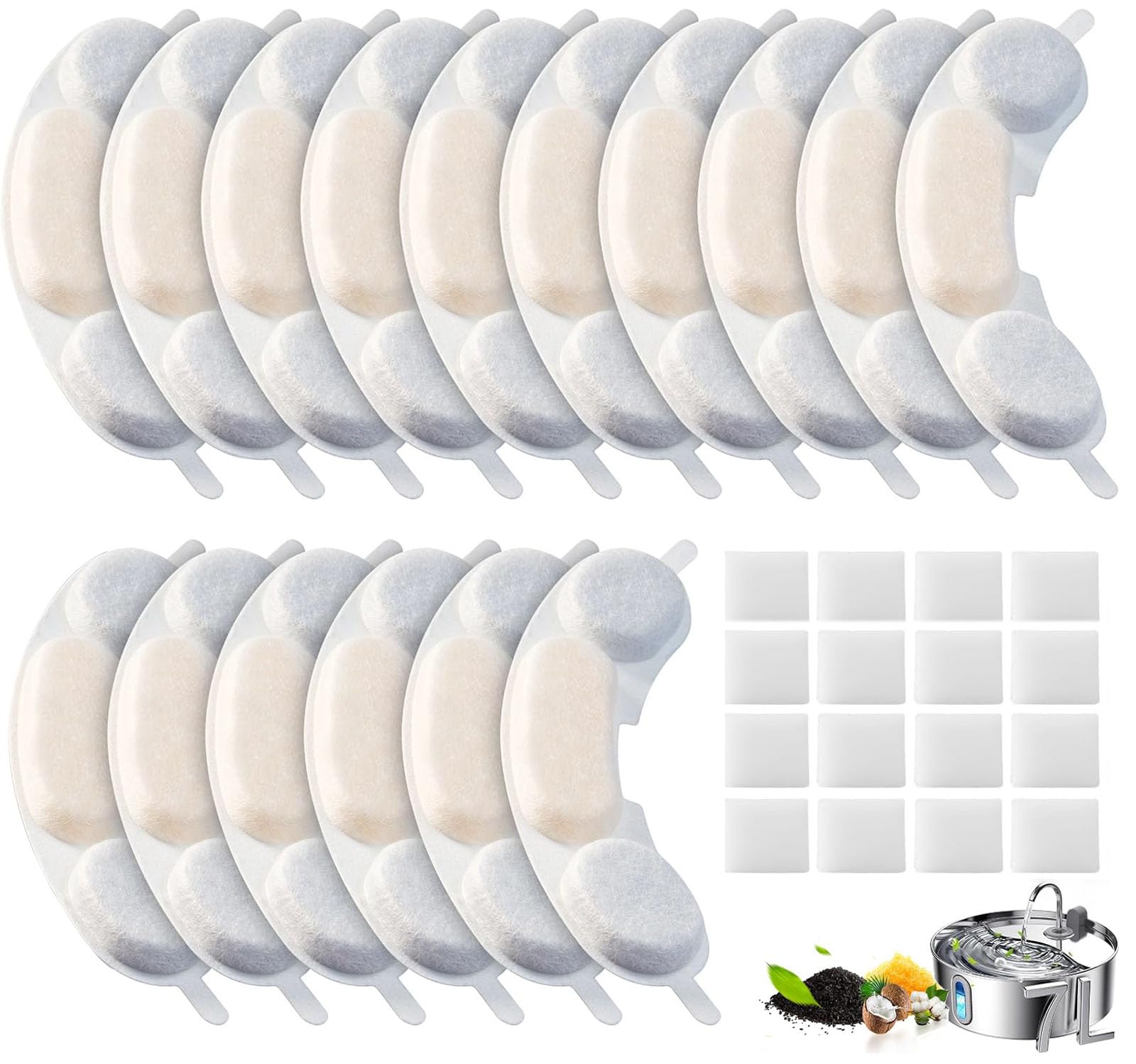 16 Pack Dog Water Replacement Filters Compatible With Smartoo 7L / 236Oz / 1.8Gal Stainless Steel Dog Water Fountain, Pet Dog Fo