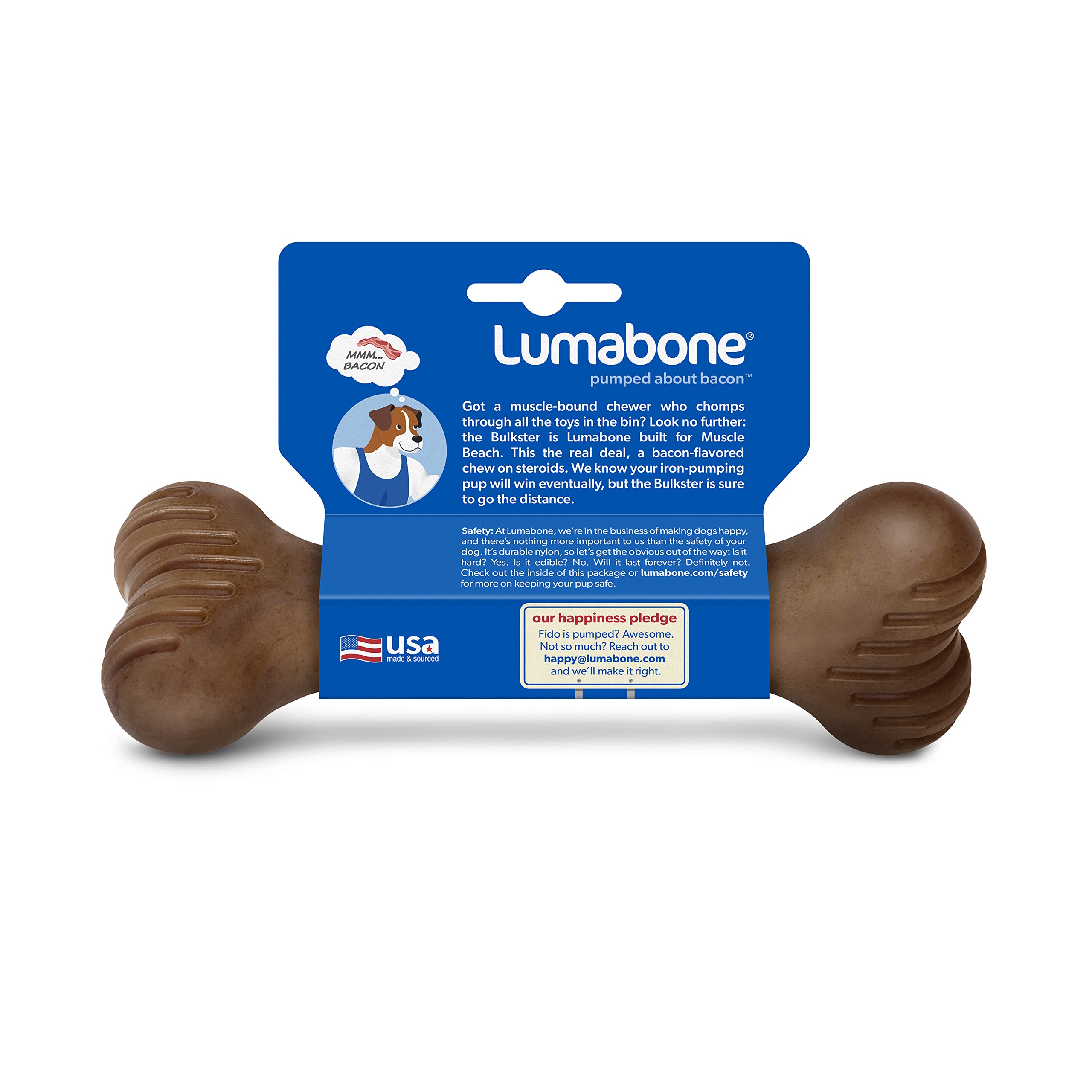 Lumabone Bulkster Durable Chew Toy For Aggressive Chewers, Dog Toys For Aggressive Chewers, Dog Toys, Real Bacon, Made In Usa, Medium