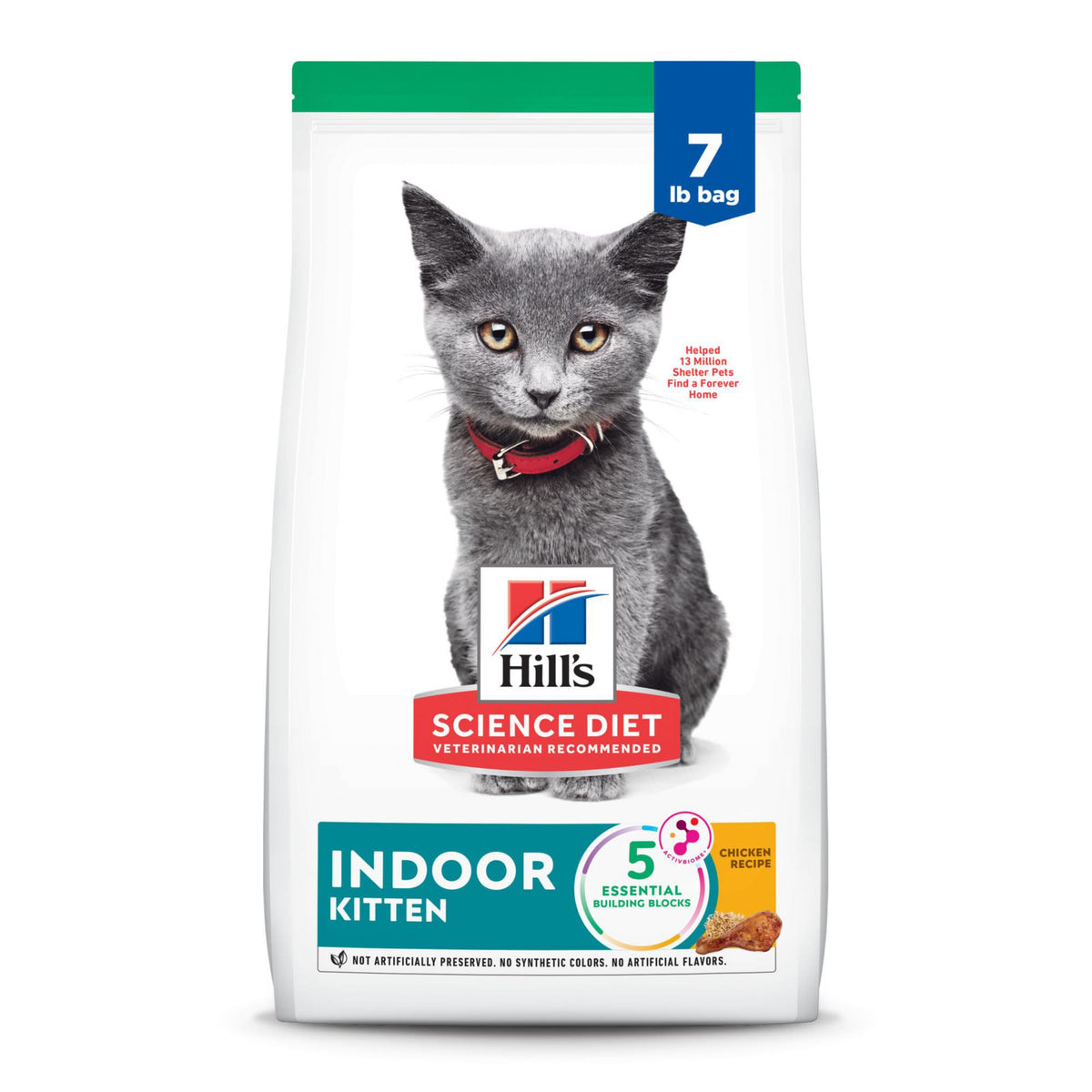 Hill'S Science Diet Indoor, Kitten, Easy Litter Box Cleanup, Dry Cat Food, Chicken Recipe, 7 Lb Bag