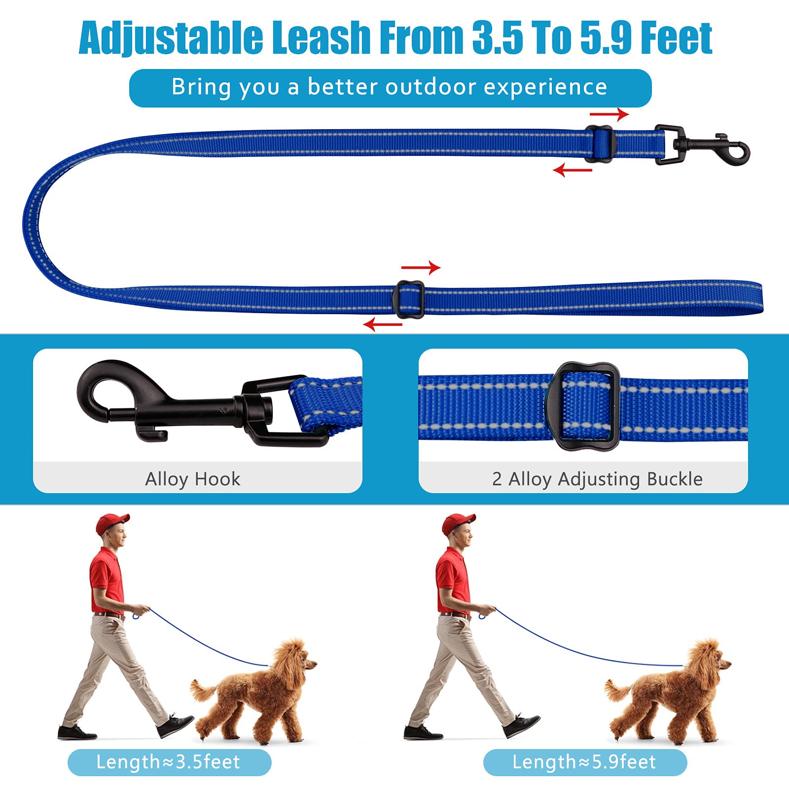 Martingale Dog Collar And Leash Set Martingale Collars For Dogs Reflective Martingale Collar For Small Medium Large Dogs(Blue&L)