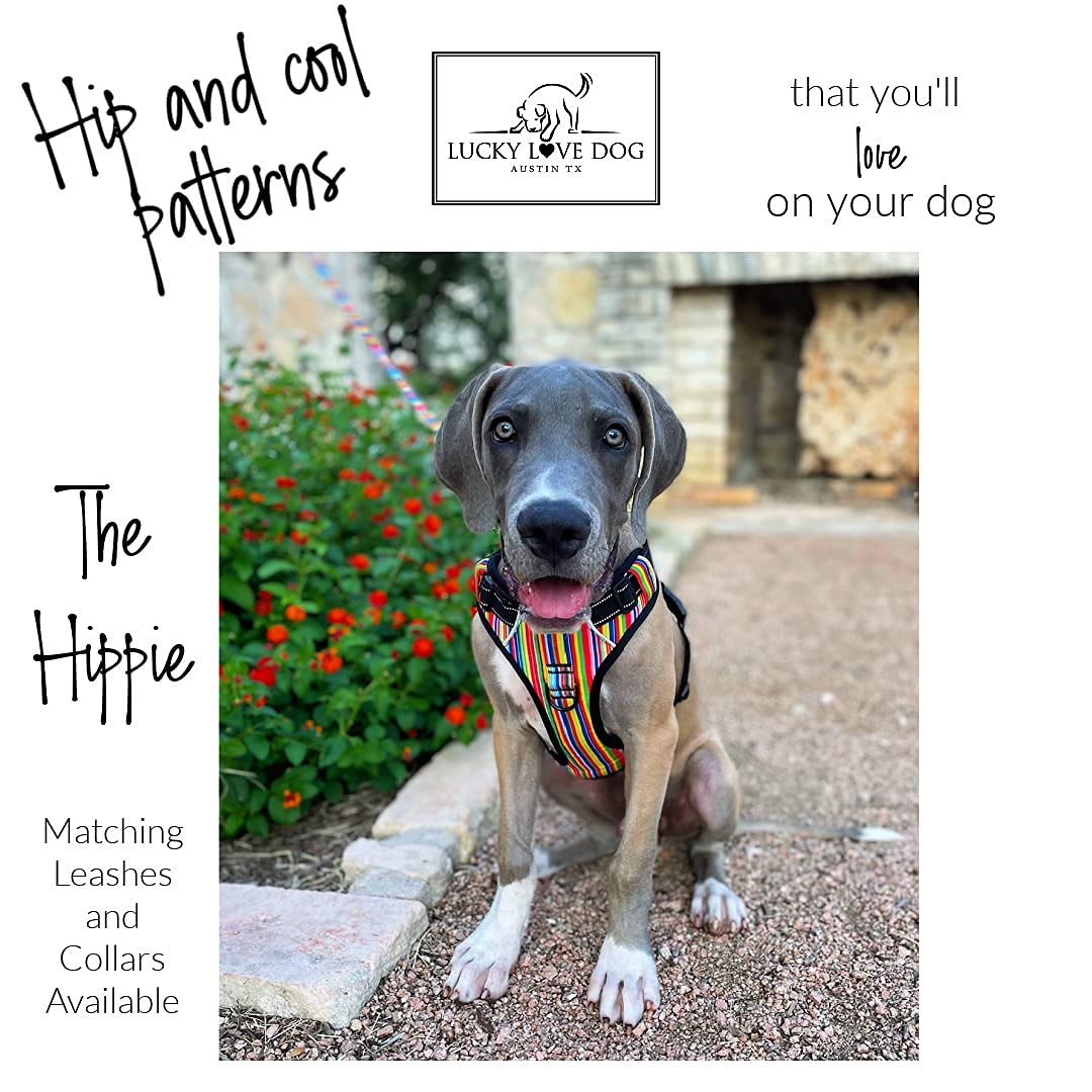 Lucky Love Dog Harness, Easy To Walk, No Pull Dog Harness, Adjustable Custom Fit (Hippie, Small)