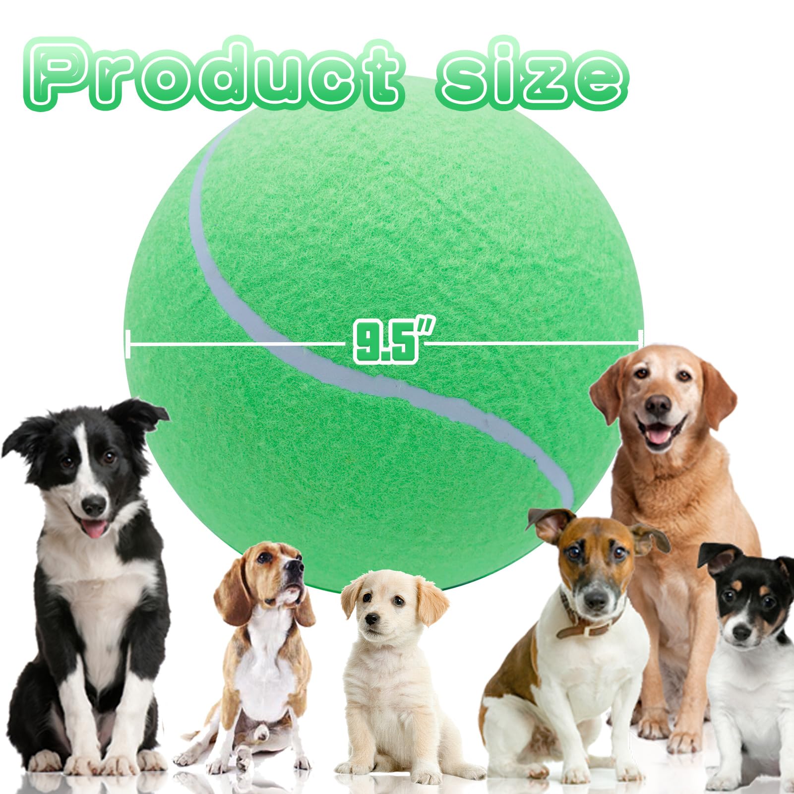 Banfeng Large Dog Tennis Ball,9.5' Giant Doy Sport Ball Toy,Pet Birthday Present Interactive Dog Toys For Small Medium Large Dog (Green)