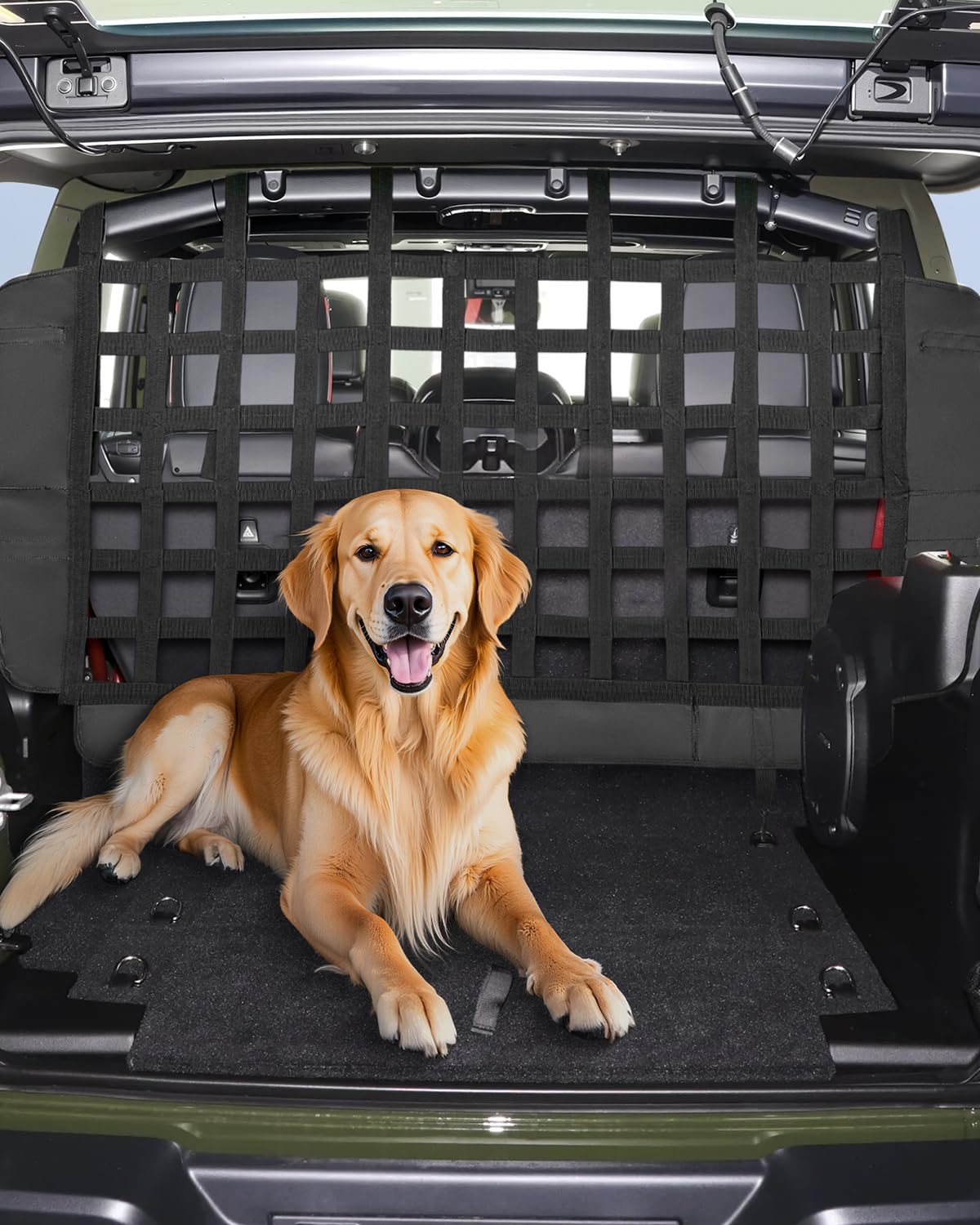VEVOR Dog Car Barrier, Mesh Cargo Pet Net for Jeep Wrangler JK 2007-2017 JL 20018-2024, Vehicle Pet Barrier Fits Behind Rear Sea