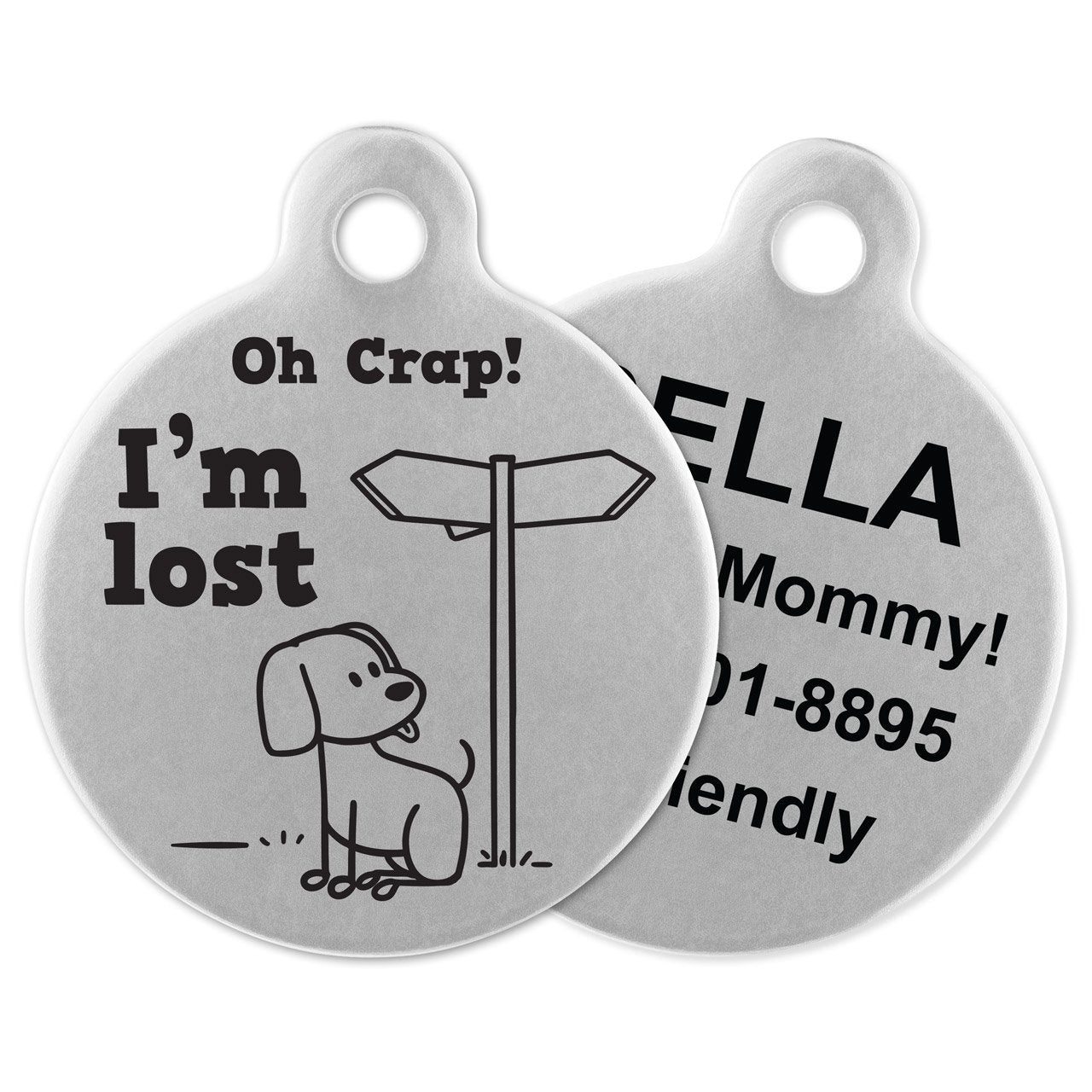 If It Barks - Engraved Pet Id Tags For Dogs - Personalized Stainless Steel Identification Tags - Custom Name Tag Attachment - Made In Usa, Oh Crap! I'M Lost