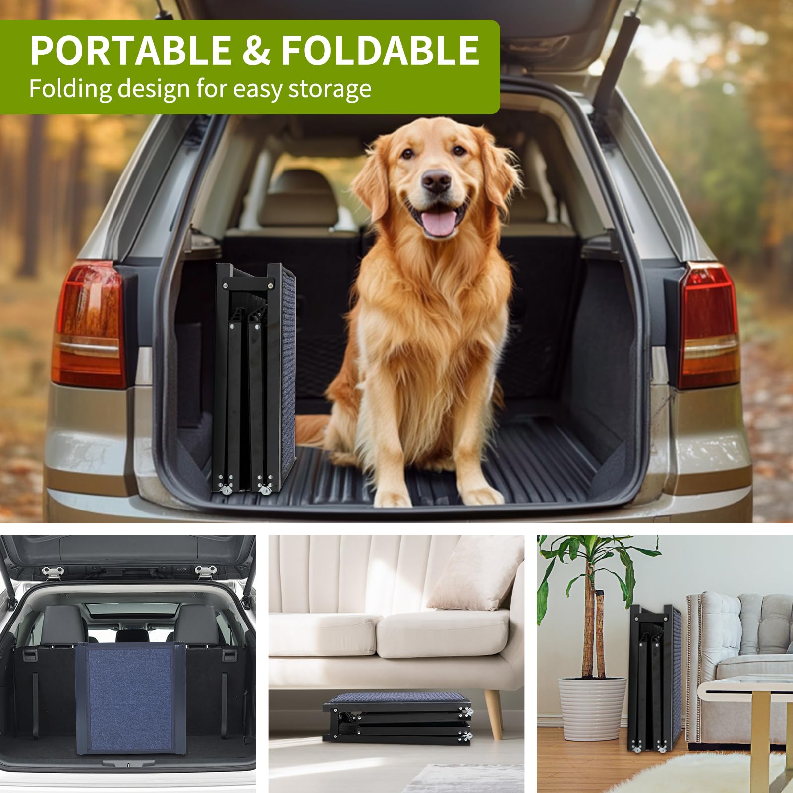 Homfstyi Dog Ramp For Car, 71'' L X 20'' W Dog Ramps For Large Dogs, Extra Wide Pet Ramp With Non-Slip Surface For Medium & Larg