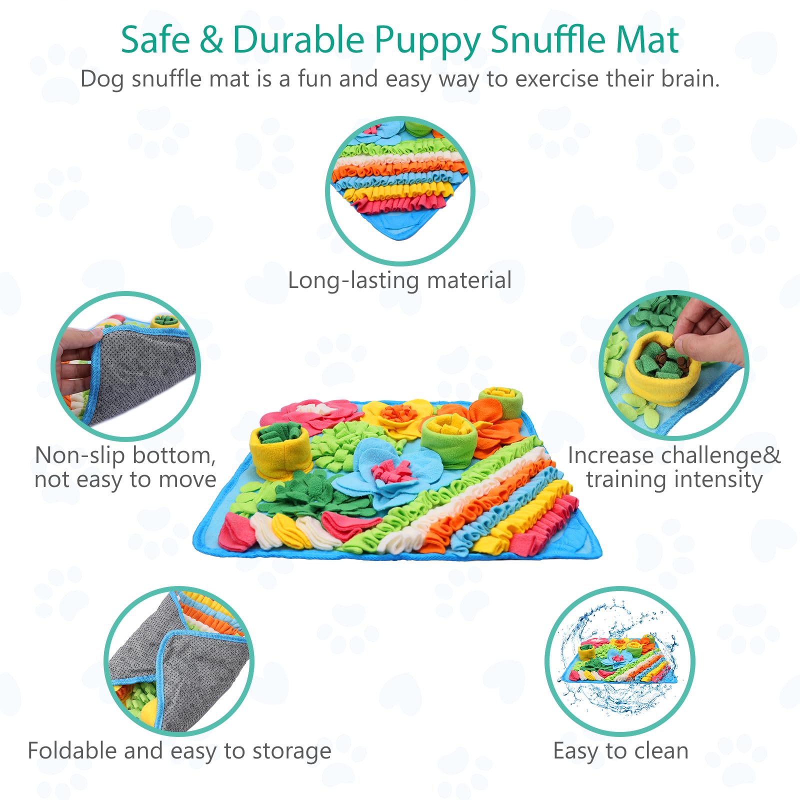 Oria Snuffle Mat For Dogs, Interactive Sniff Mat For Boredom, Slow Eating, Keep Busy, Encourages Natural Foraging Skills, Dog Pu