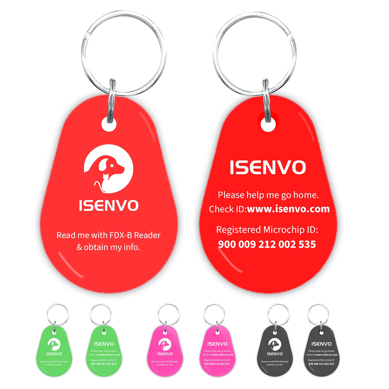 Isenvo Smart Pet Id Tag With Microchip, Instant Pet Recovery, Supports Auto Pet Door & Feeder, Lifetime Contact Info Access (Red