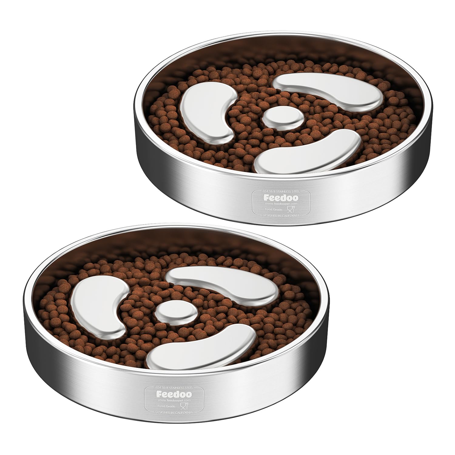 Feedoo Slow Feeder Dog Bowl-1Cup for Small Puppy, Double-Layer 304 Stainless Steel Puzzle Bowl, Anti-Choking for Fast Eaters, No