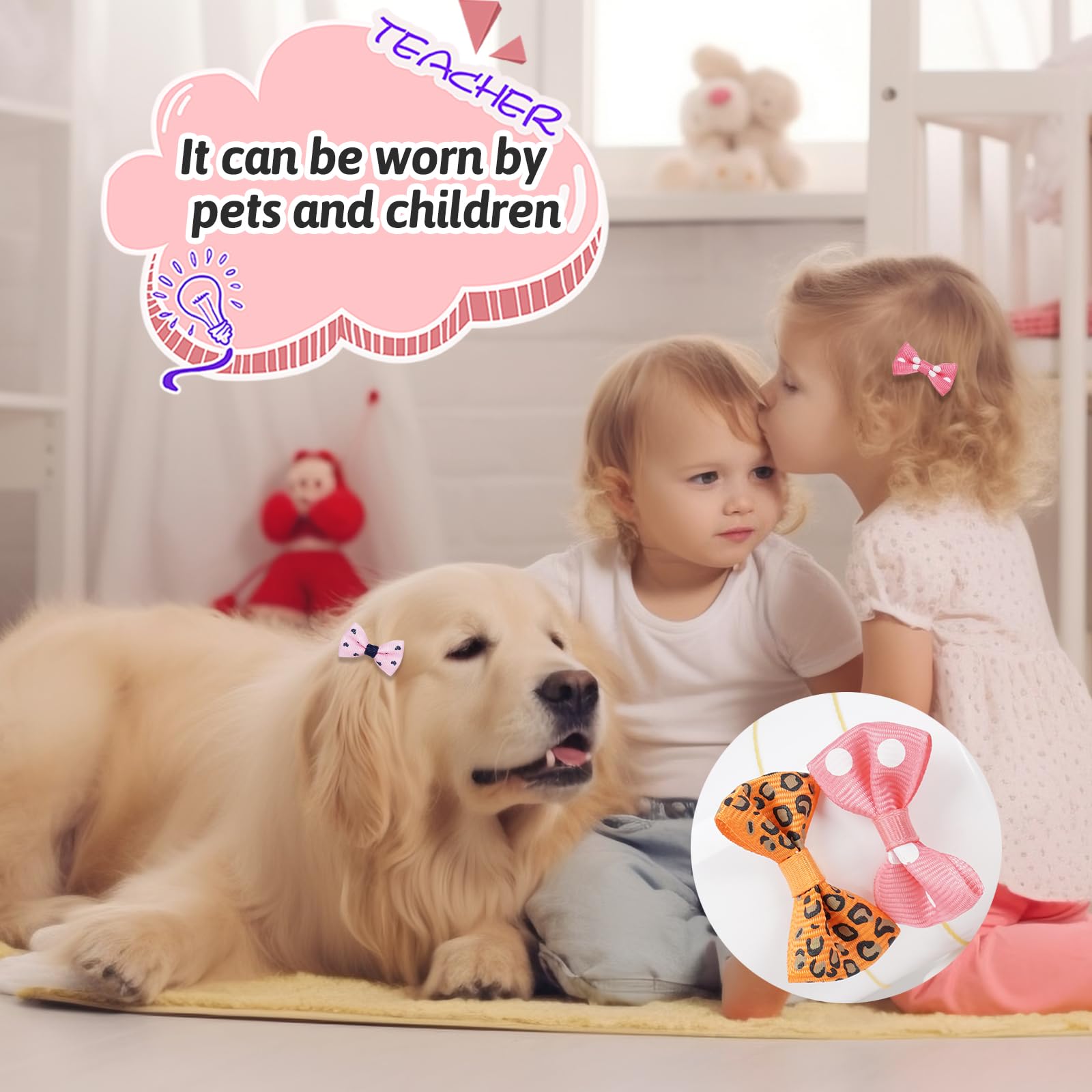 Chenkou Craft 50Pcs/25Pairs Puppy Yorkie Dog Hair Bows With Rubber Band Pet Grooming Products Mix Colors Varies Patterns Pet Hair Bows Dog Accessories