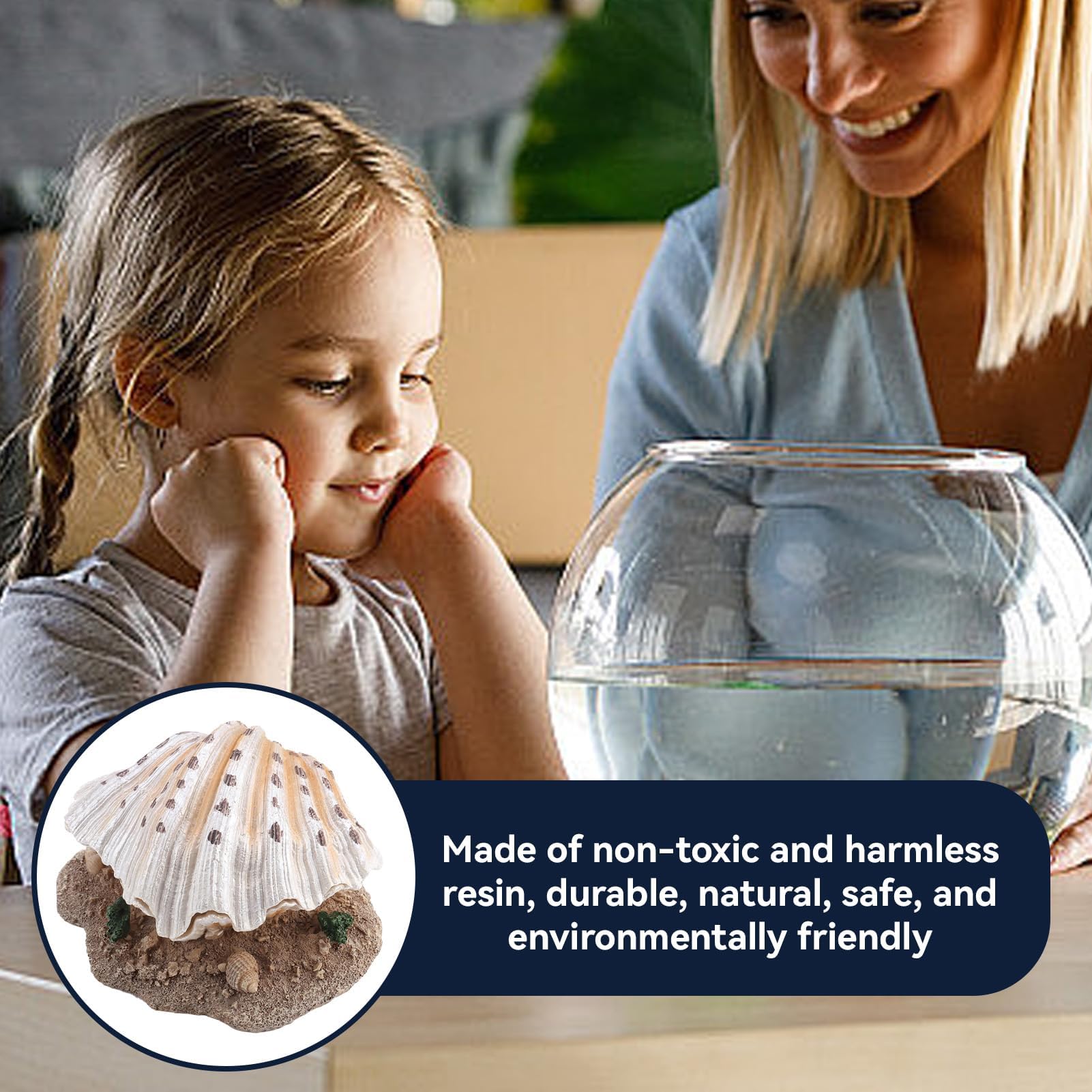 Aquarium Decoration Fish Tank Simulation Resin Shell Pearl Bubbler Decor Coral Reefs Aerating Action Ornament Aquarium Landscapi