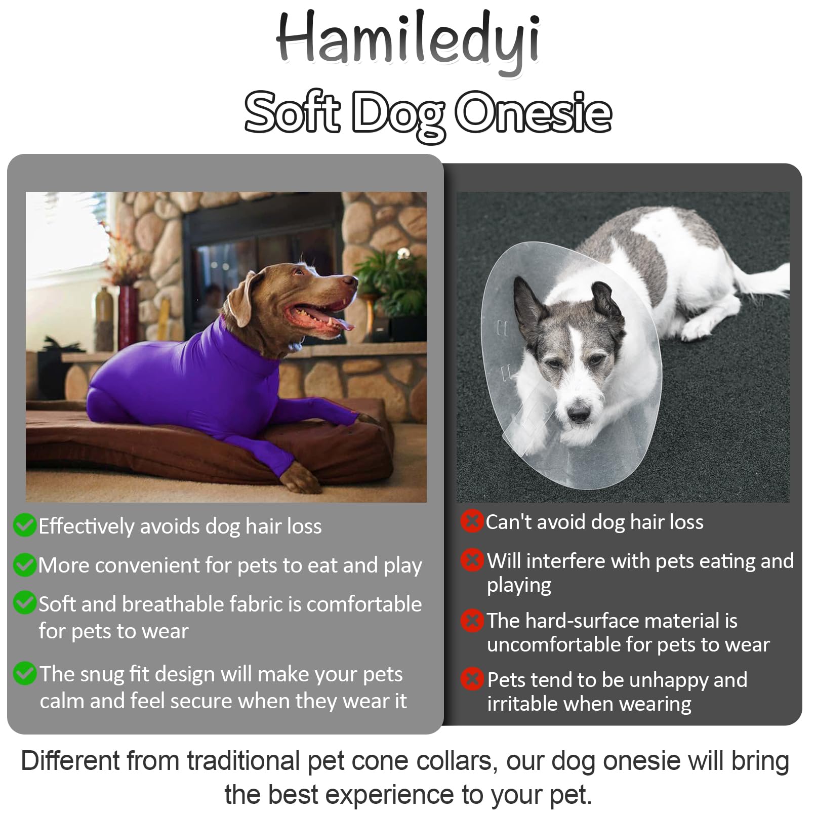 Hamiledyi Dog Onesie Anti-Licking Dog Bodysuit Spay Surgical Recovery Suit for Dogs Pet Cone Alternative After Surgery Dog Shedd
