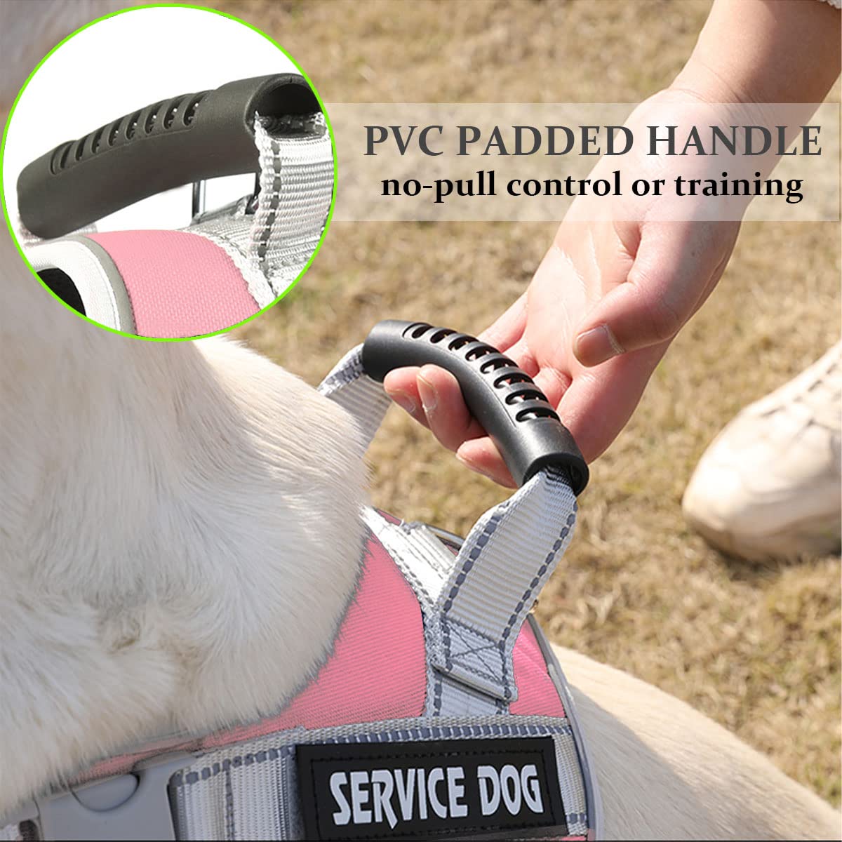 Dogmify Service Dog Vest,No Pull In Training Service Dog Harness And 5Ft Dog Leash Set, Adjustable 3M Reflective Nylon Pet Dog Vest With Handle,Easy Control For Small Medium Large Dogs(Xl,Pink)