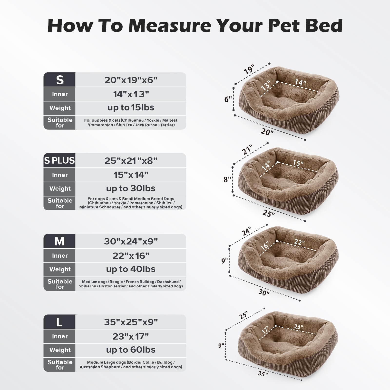 INVENHO Dog Bed Medium Size, Orthopedic Cotton, Dark Brown, Anti-Slip Bottom, Soft Calming Sleep, Model: INVENHO, 30"x24"x9"